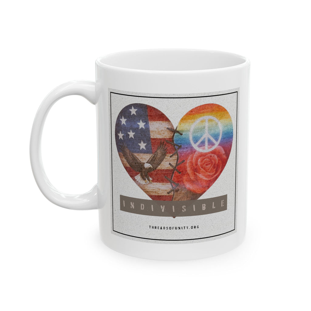 Ceramic "INDIVISIBLE" Unity Heart Mug, (11oz, 15oz)