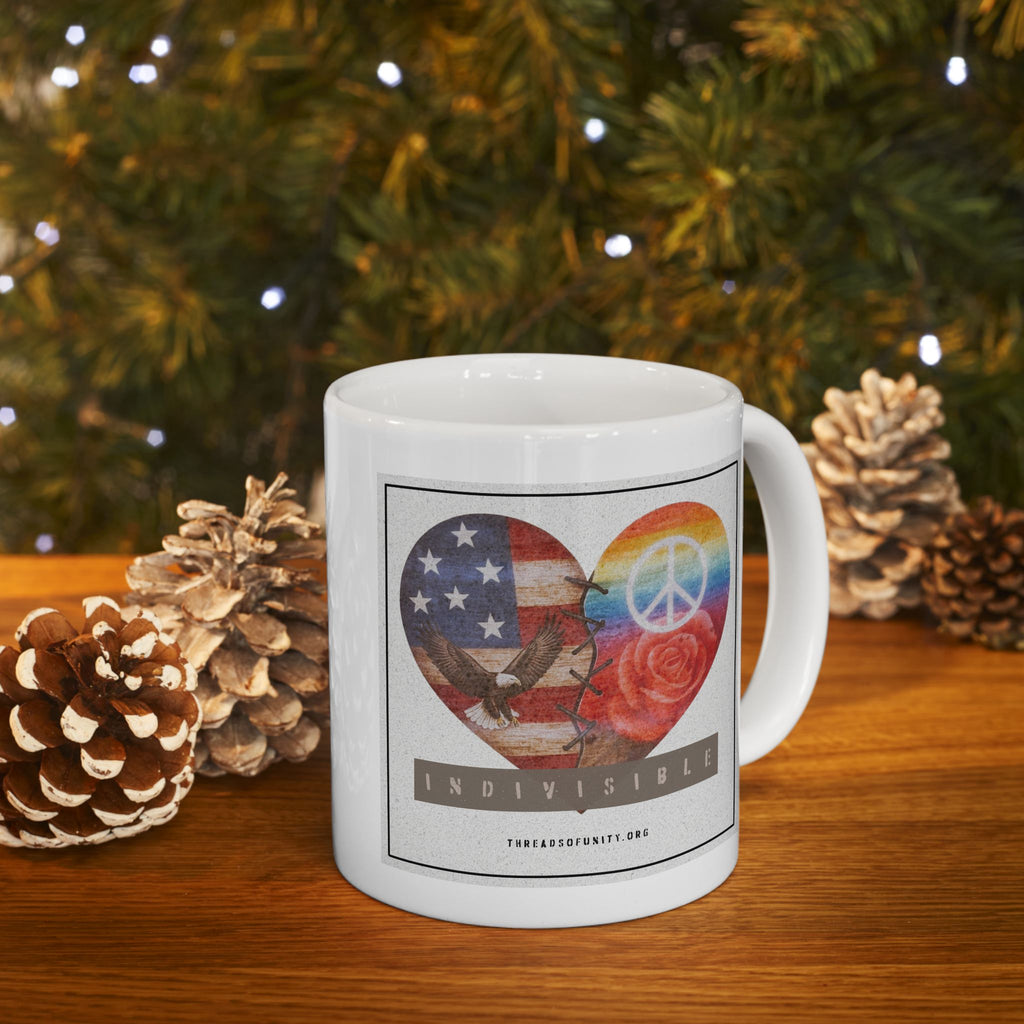 Ceramic "INDIVISIBLE" Unity Heart Mug, (11oz, 15oz)