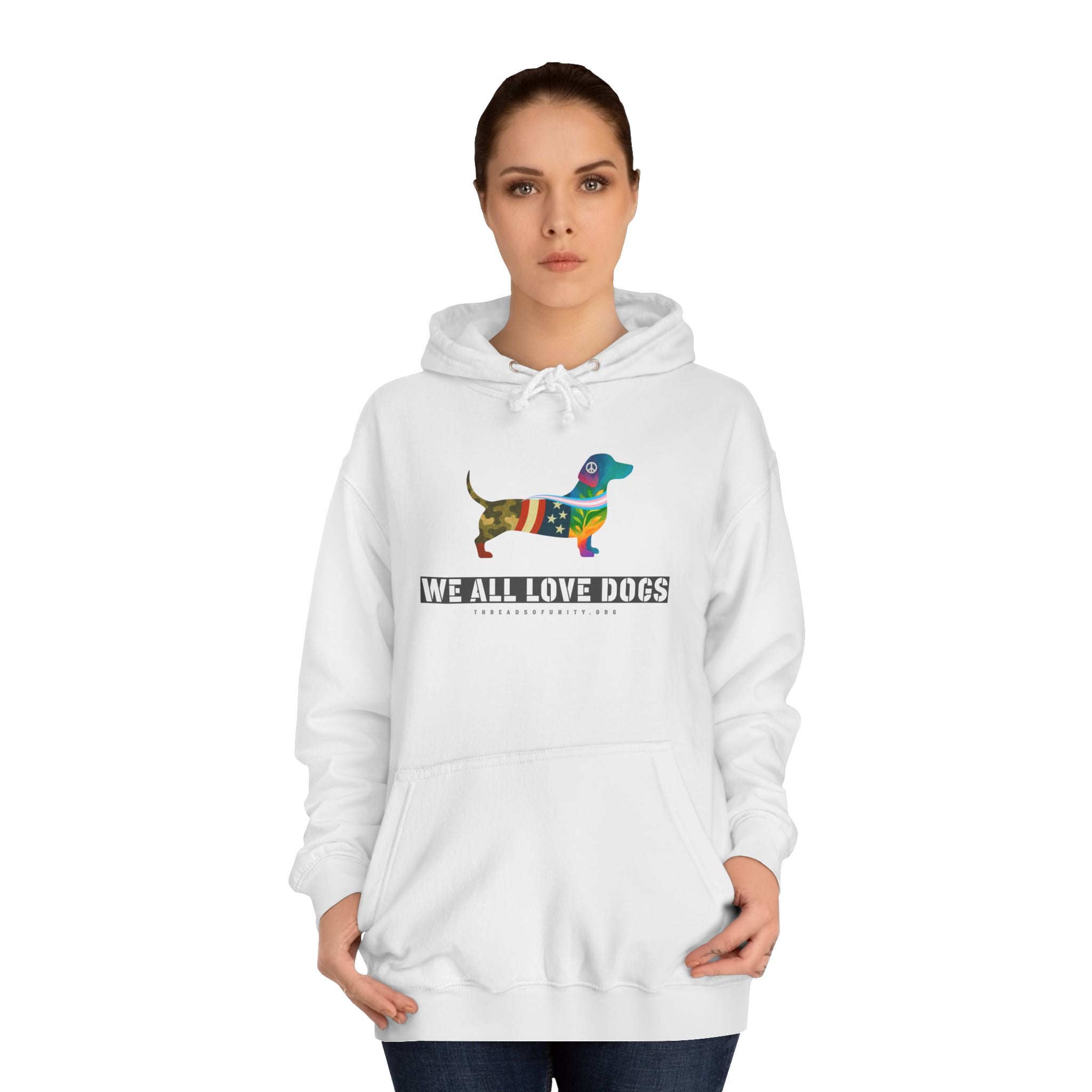 "We All Love Dogs, Hound" Threads of Unity™ Unisex College Hoodie
