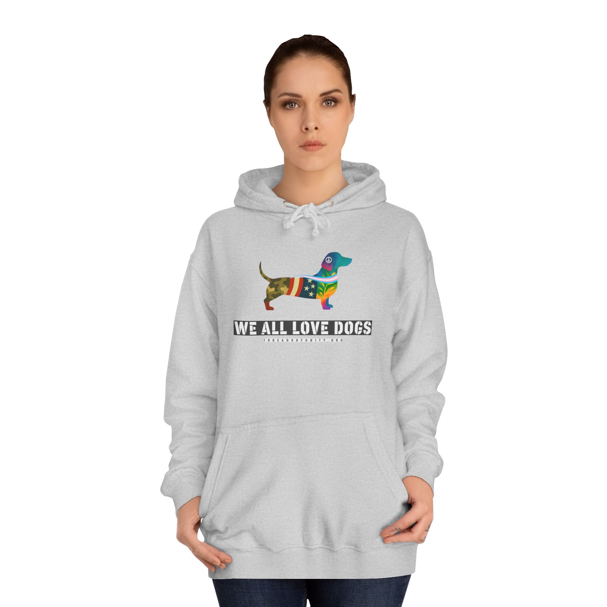 "We All Love Dogs, Hound" Threads of Unity™ Unisex College Hoodie