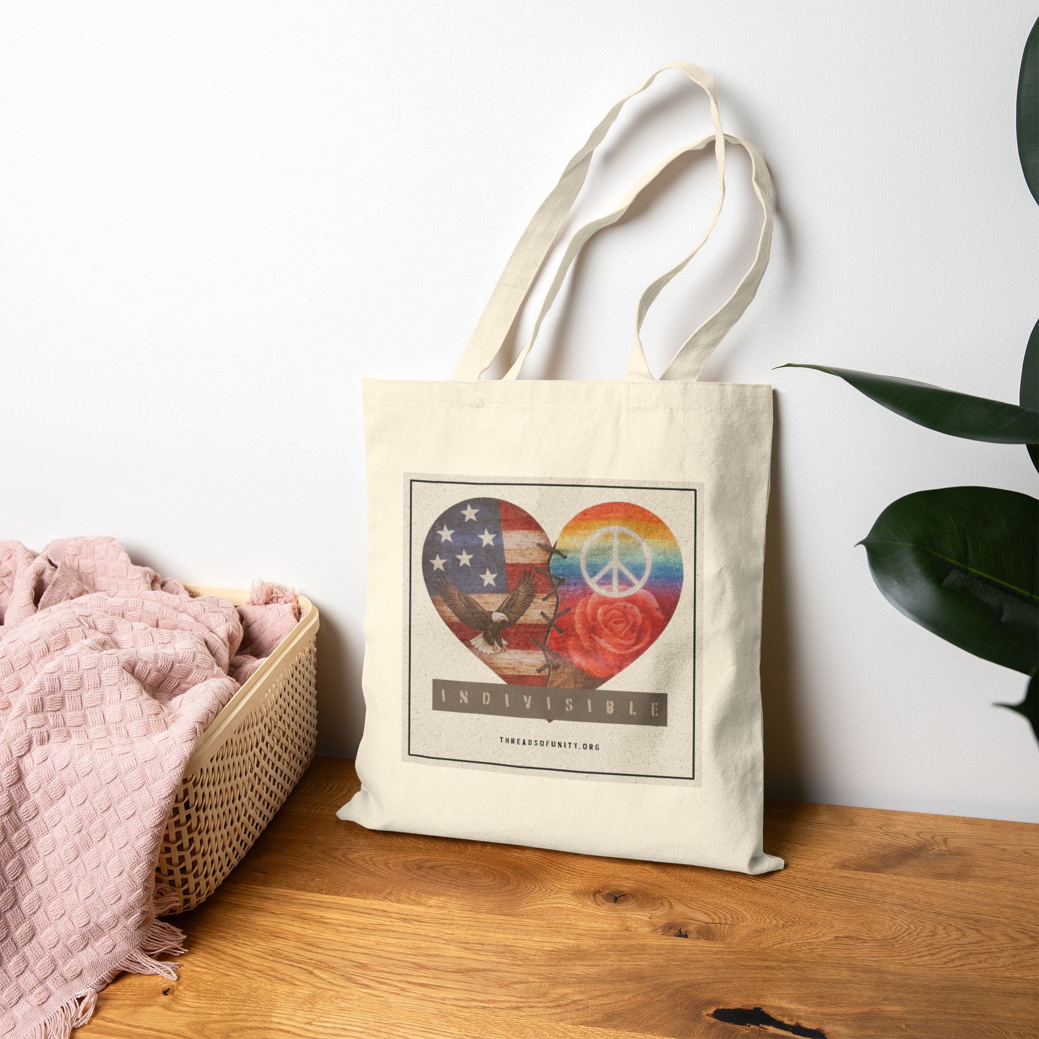 "Indivisible" Threads of Unity Cotton Canvas Tote Bag