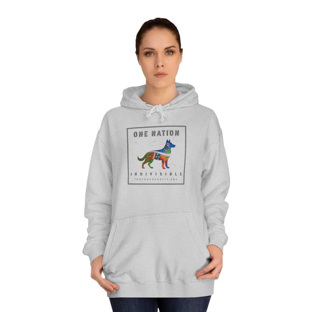 "One Nation, Indivisible Shepherd" Threads of Unity™ Unisex College Hoodie