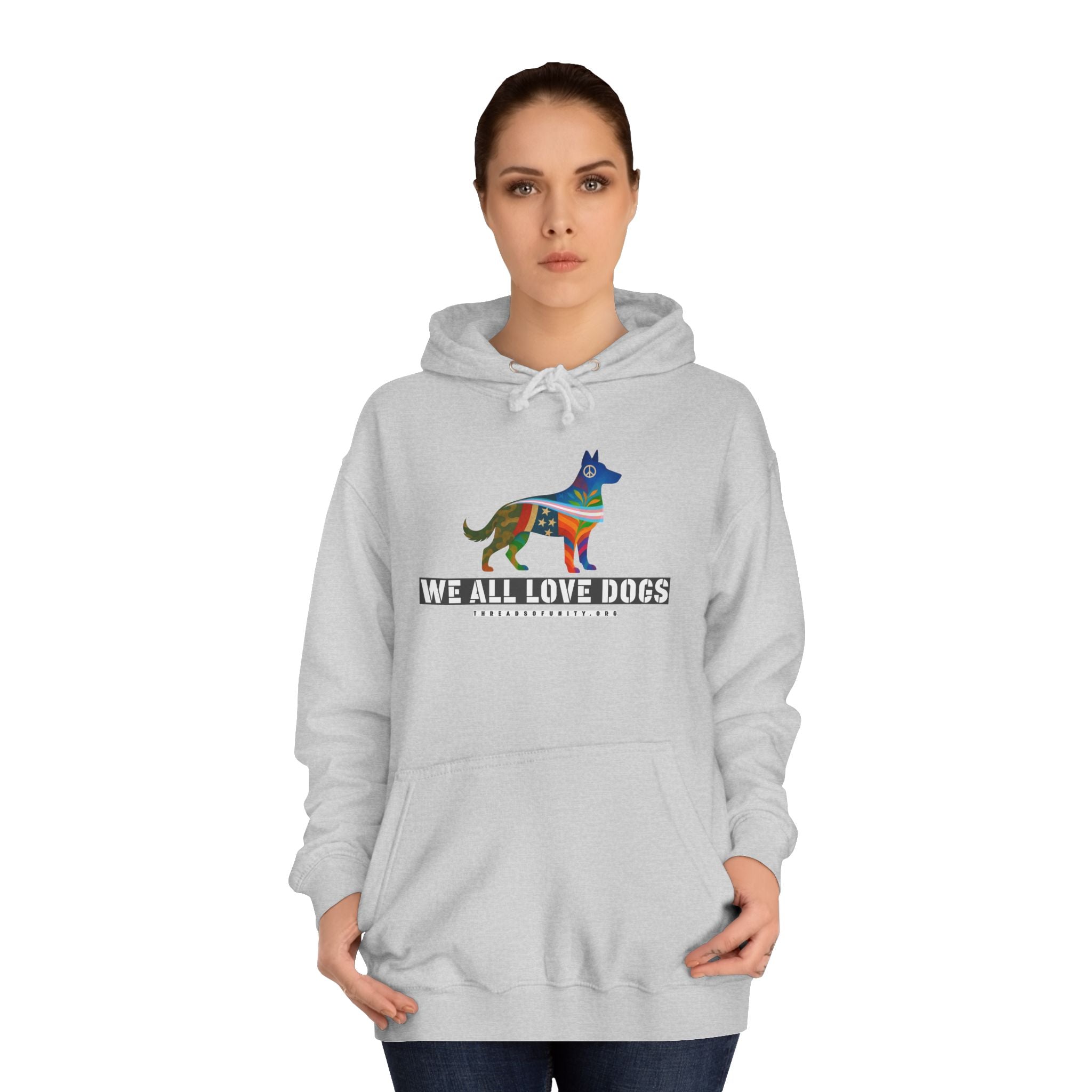"We All Love Dogs, Shepherd" Threads of Unity™ Unisex College Hoodie