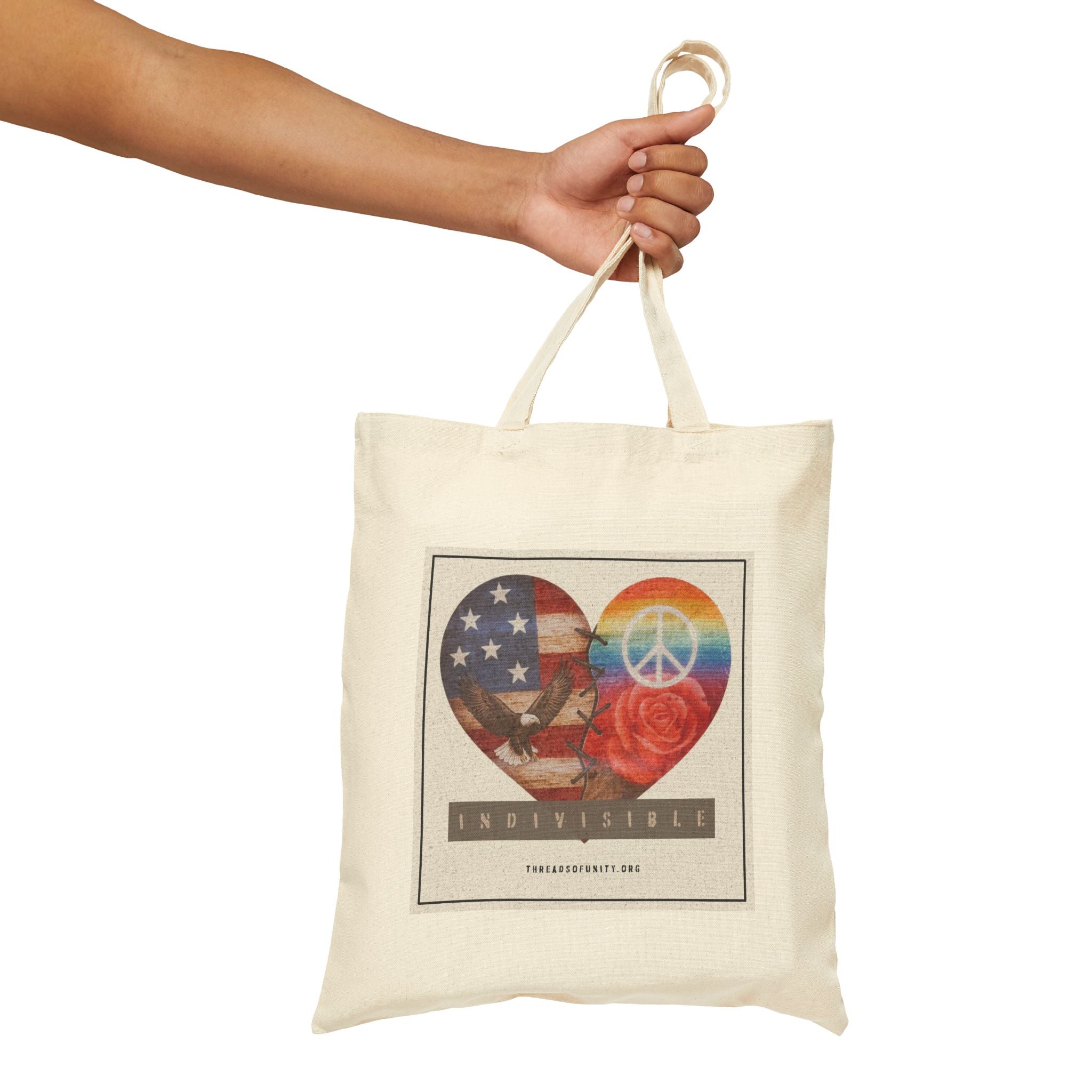 "Indivisible" Threads of Unity Cotton Canvas Tote Bag
