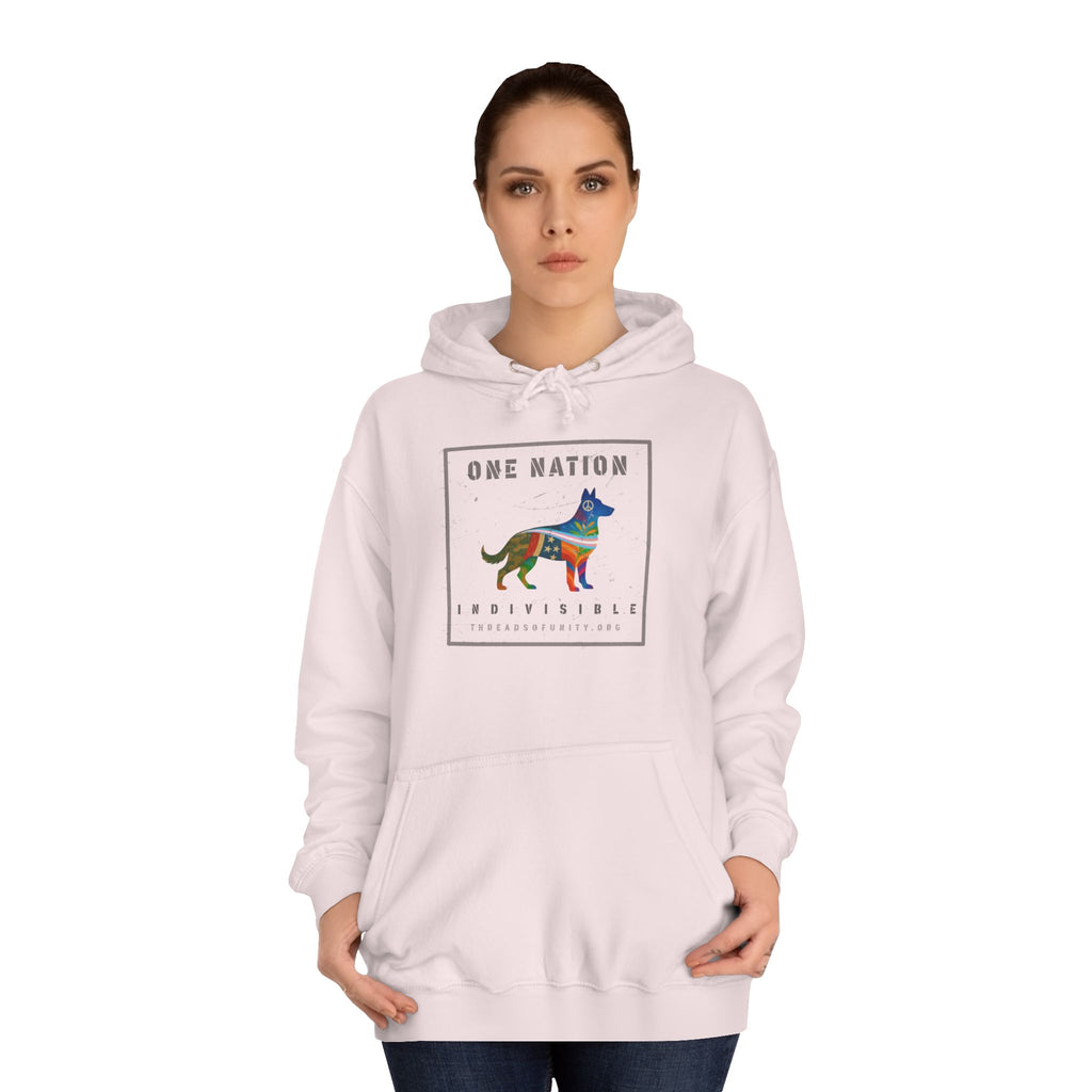 "One Nation, Indivisible Shepherd" Threads of Unity™ Unisex College Hoodie