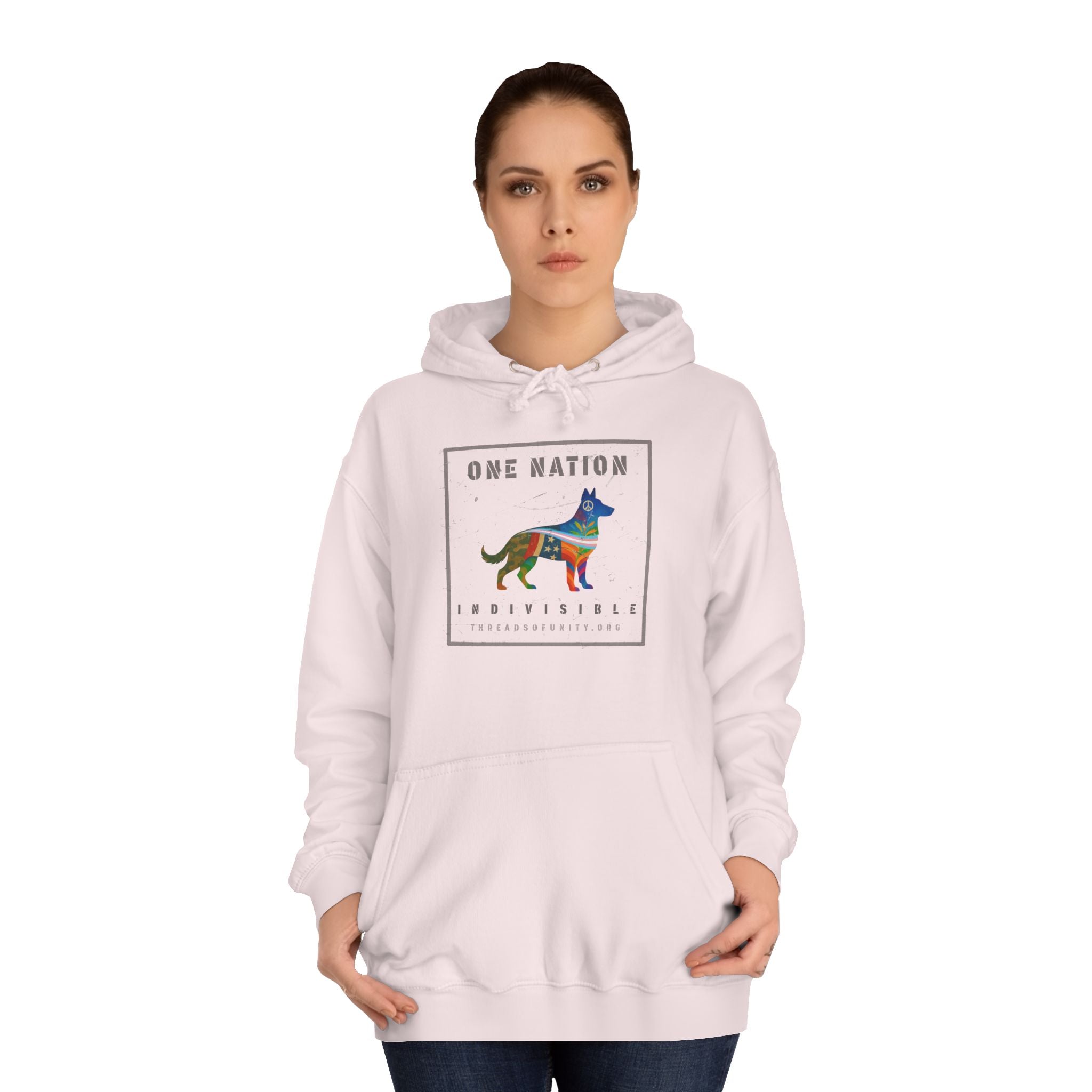 "One Nation, Indivisible Shepherd" Threads of Unity™ Unisex College Hoodie