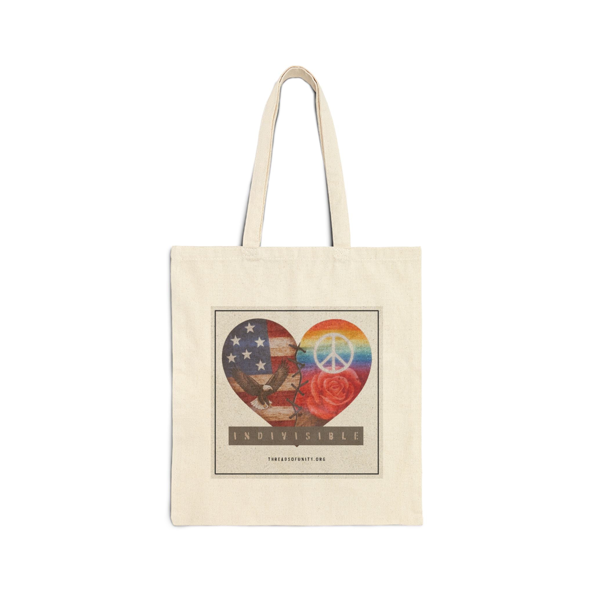 "Indivisible" Threads of Unity Cotton Canvas Tote Bag