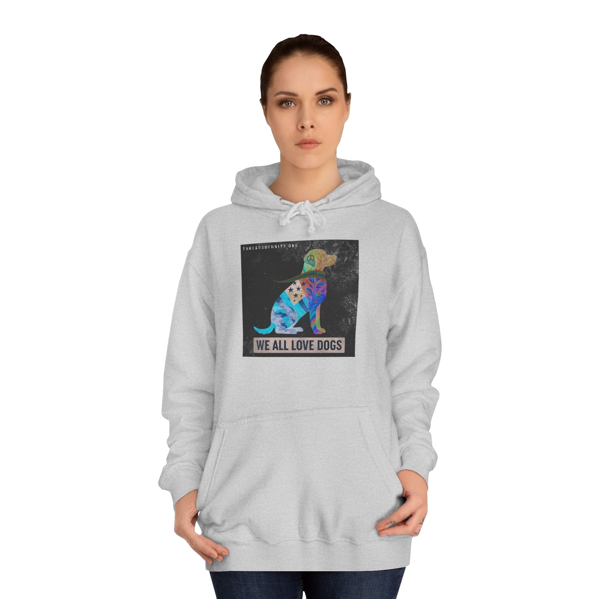 "We All Love Dogs" Threads of Unity™ Color Inversion Unisex College Hoodie