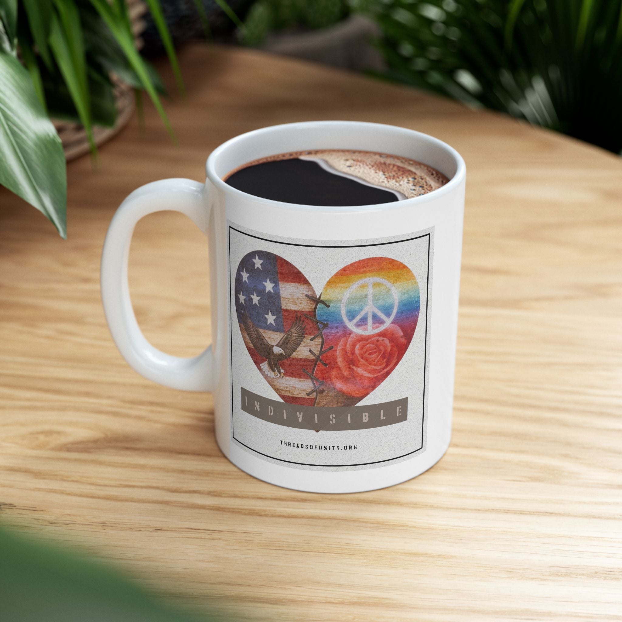Ceramic "INDIVISIBLE" Unity Heart Mug, (11oz, 15oz)
