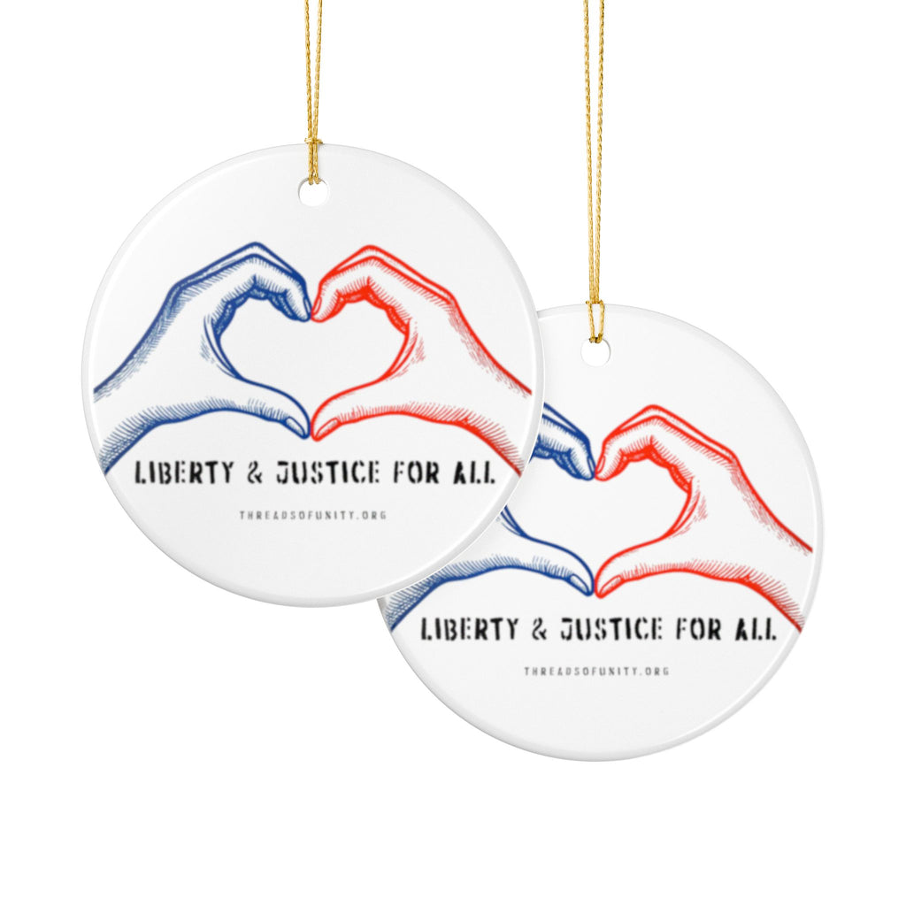 Ceramic "Liberty & Justice" Threads of Unity Double-Sided Ornament