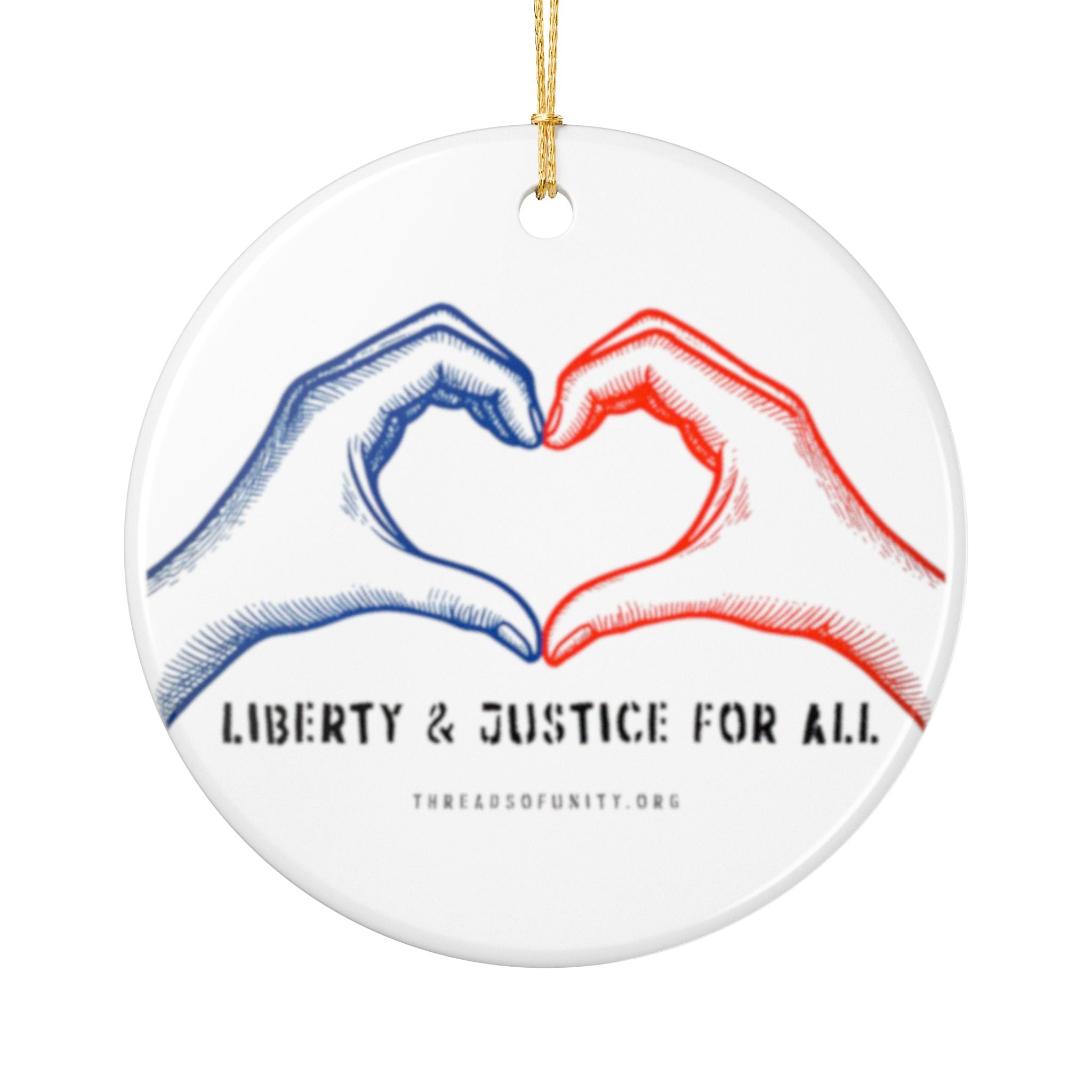 Ceramic "Liberty & Justice" Threads of Unity Double-Sided Ornament