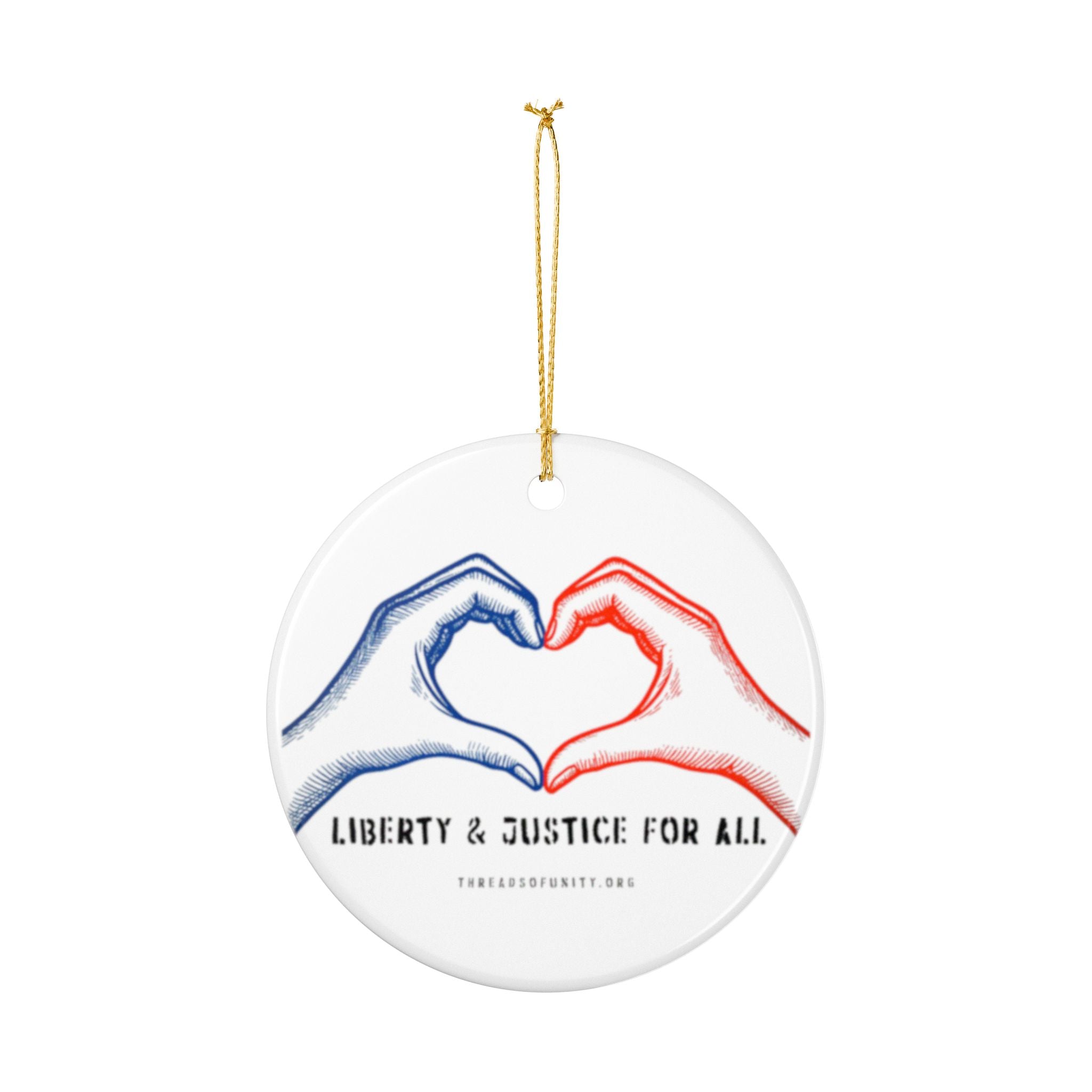 Ceramic "Liberty & Justice" Threads of Unity Double-Sided Ornament
