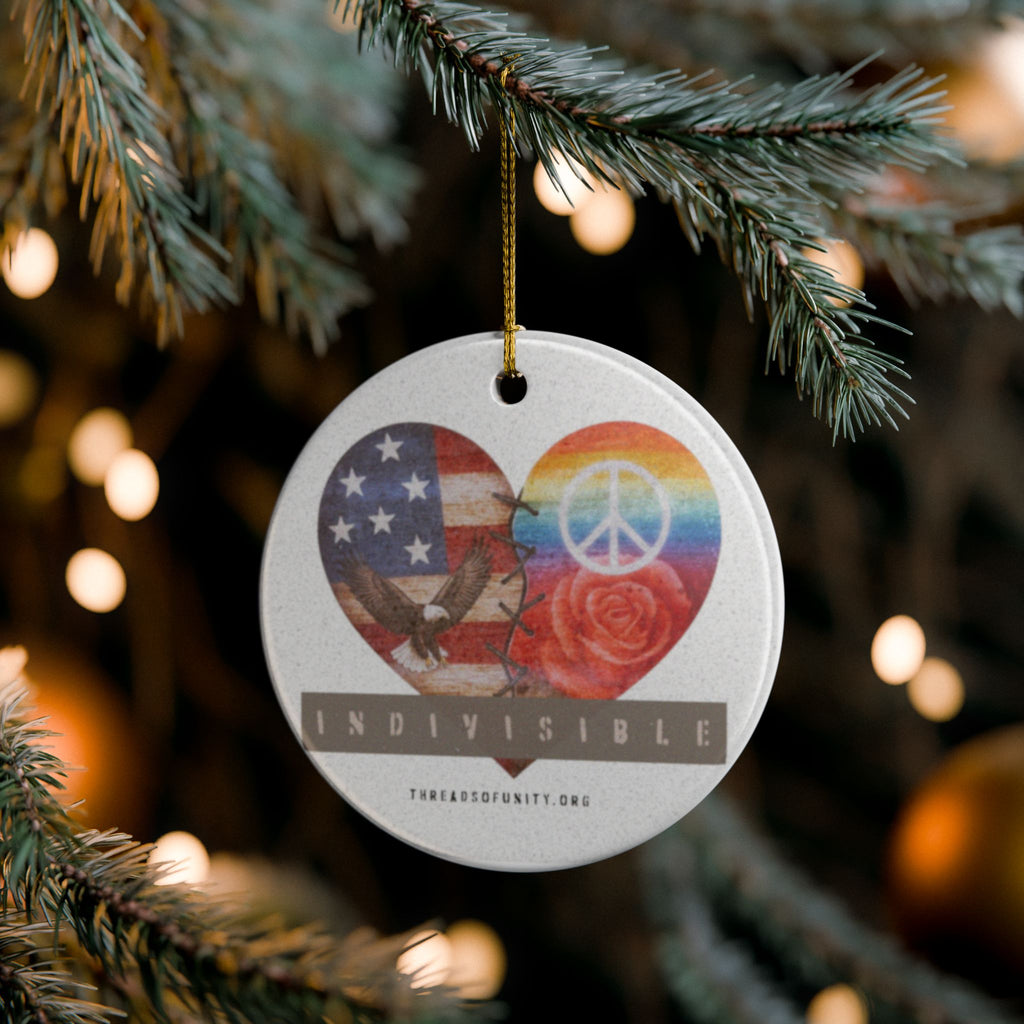 "Indivisible Heart" Threads of Unity™ Ceramic Christmas Ornament