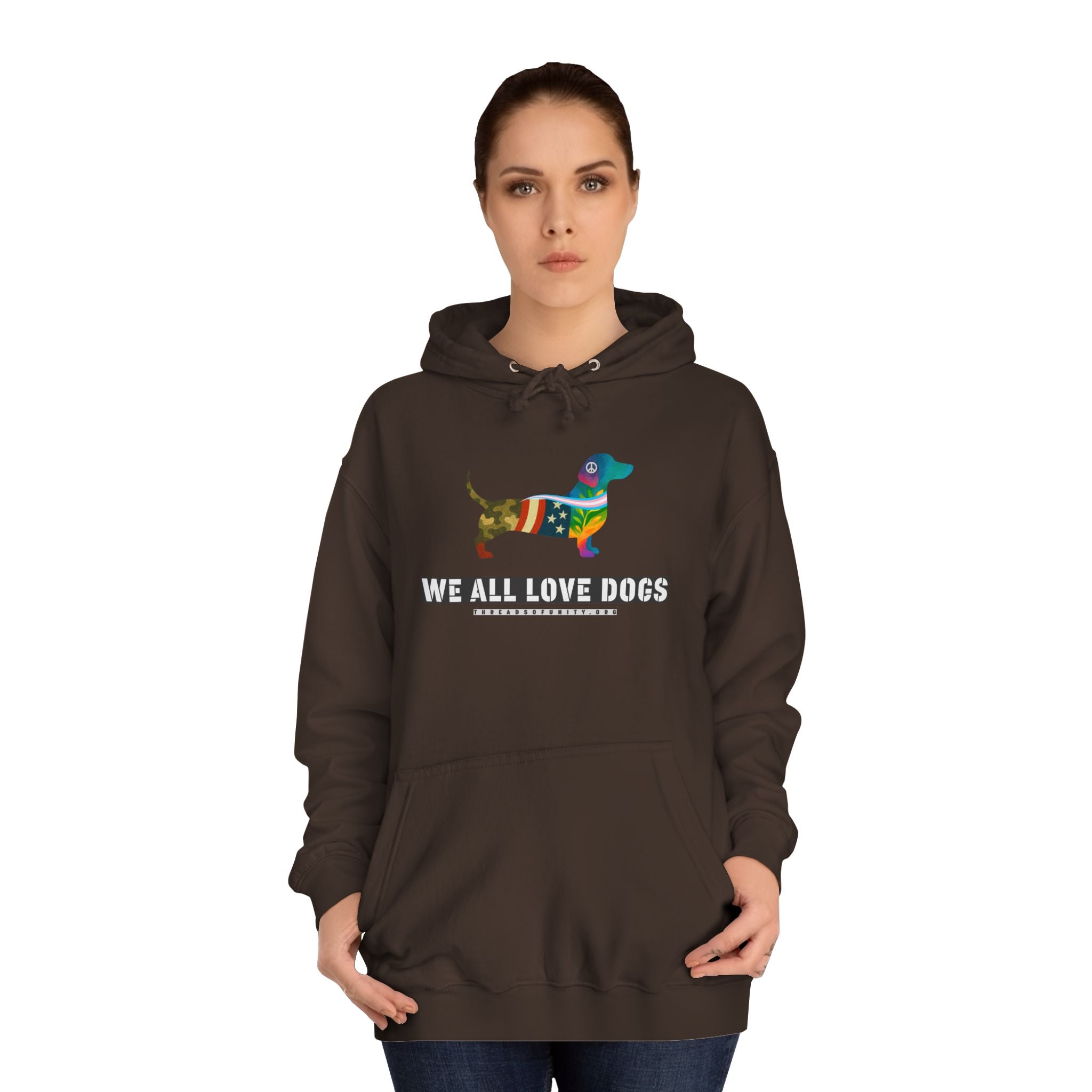 "We All Love Dogs, Hound" Threads of Unity™ Unisex College Hoodie