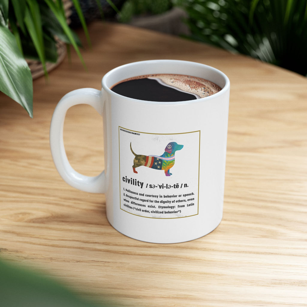 "Civility Dog" Threads of Unity™ Ceramic Mug, (11oz, 15oz)