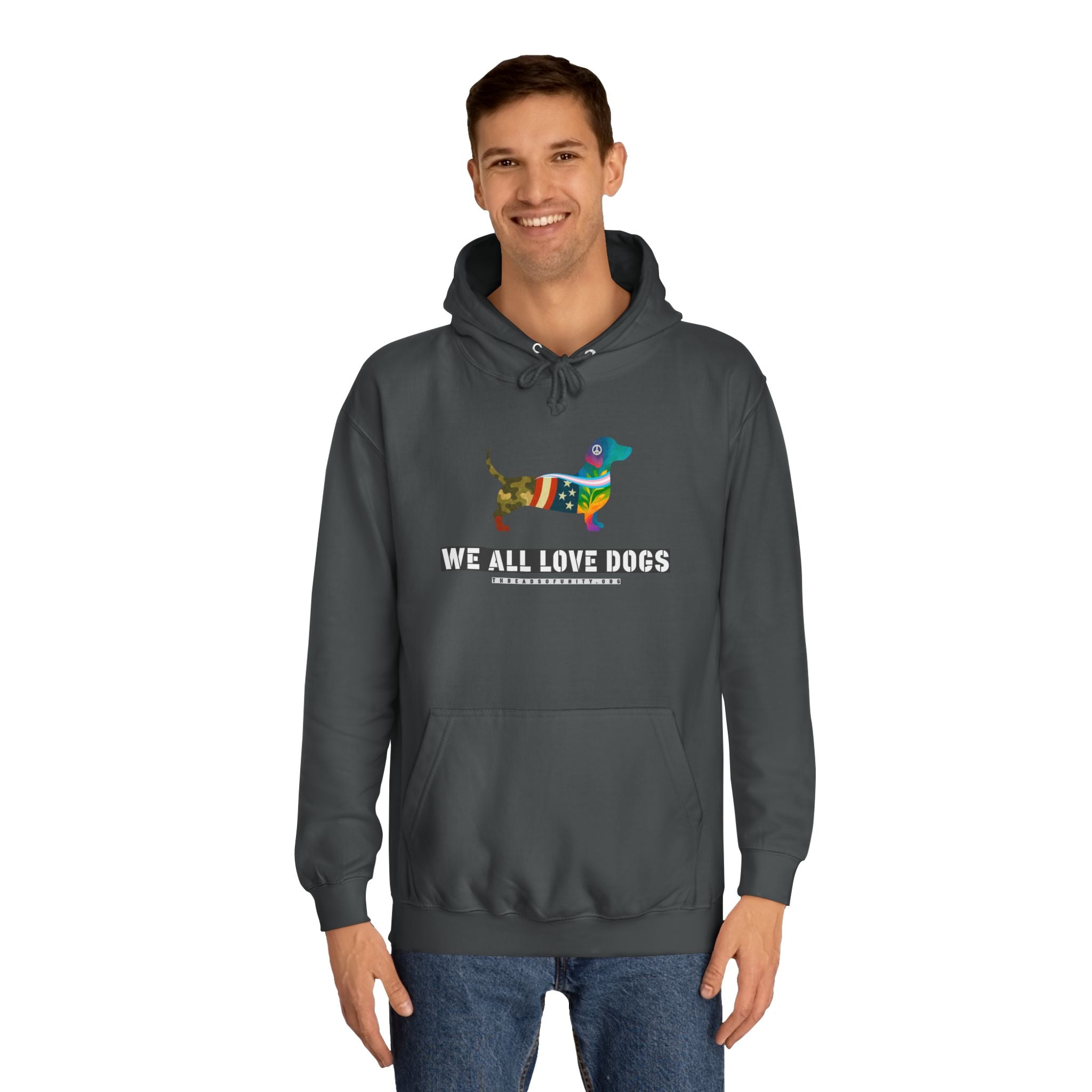 "We All Love Dogs, Hound" Threads of Unity™ Unisex College Hoodie