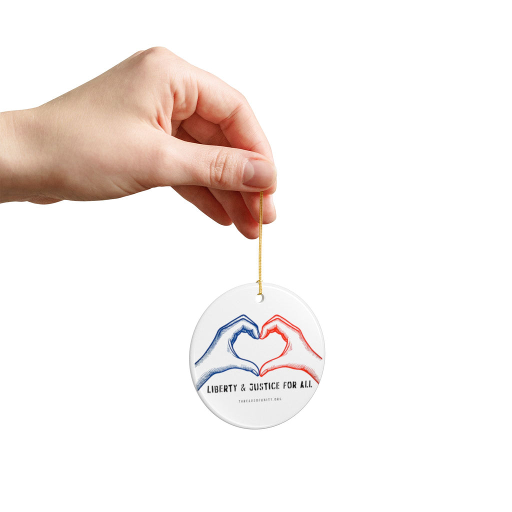 Ceramic "Liberty & Justice" Threads of Unity Double-Sided Ornament