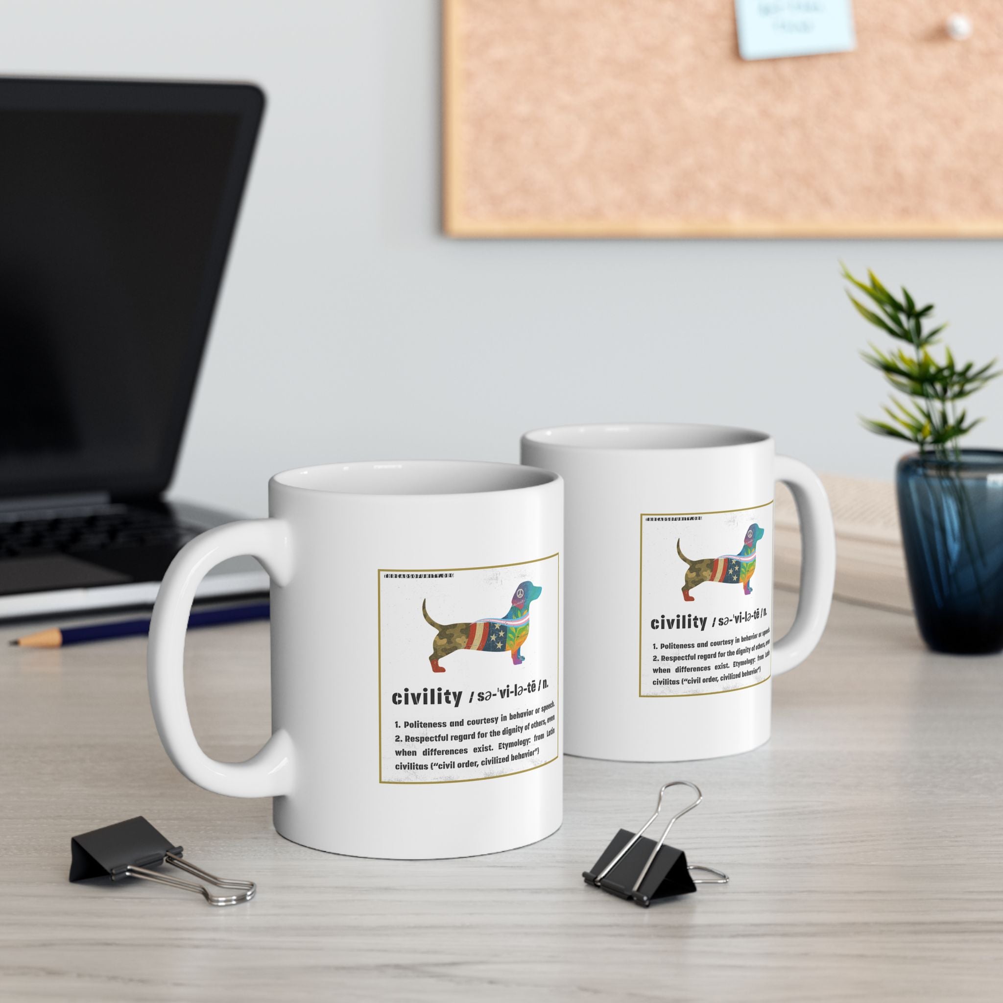 "Civility Dog" Threads of Unity™ Ceramic Mug, (11oz, 15oz)