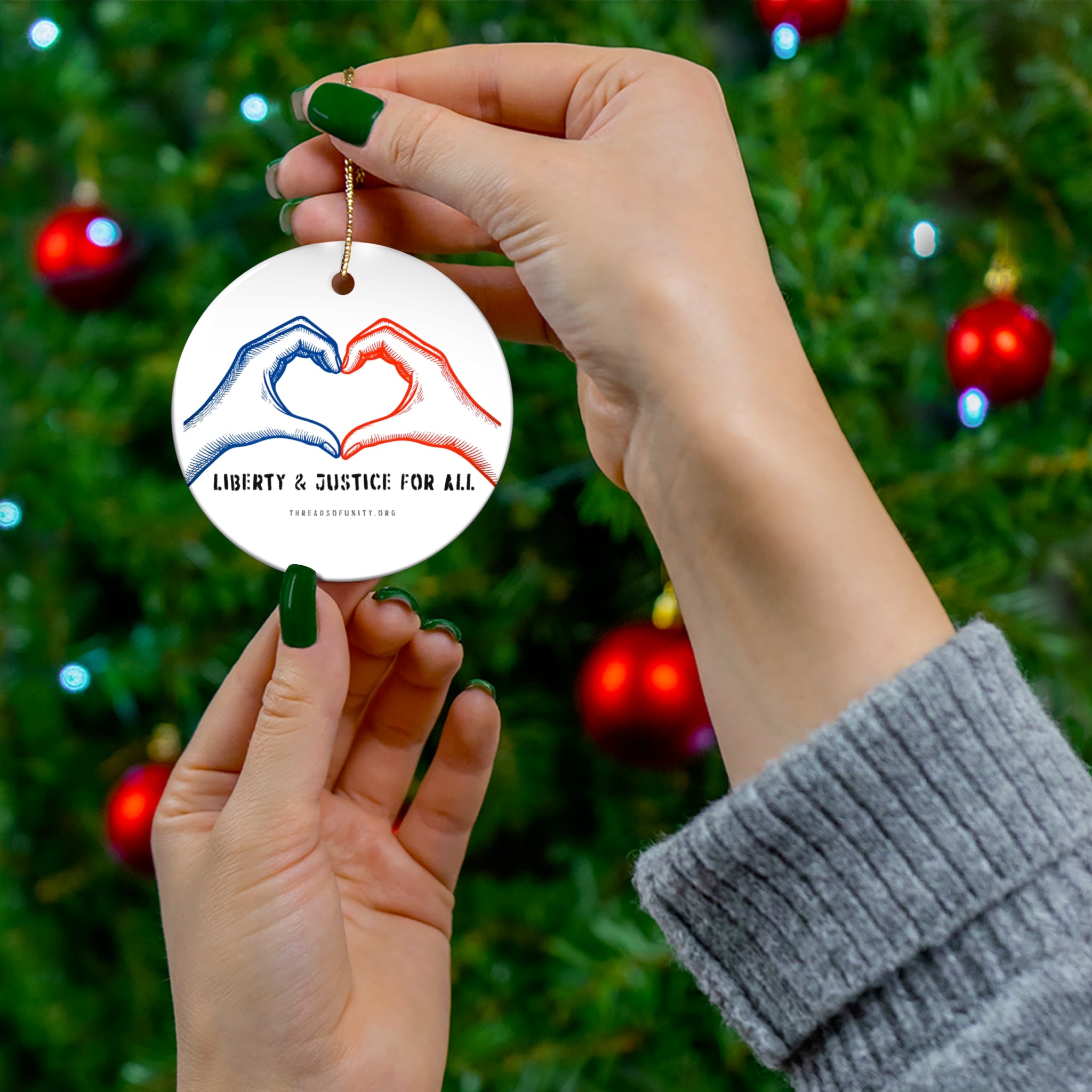 "Liberty & Justice" Threads of Unity Ceramic Ornament
