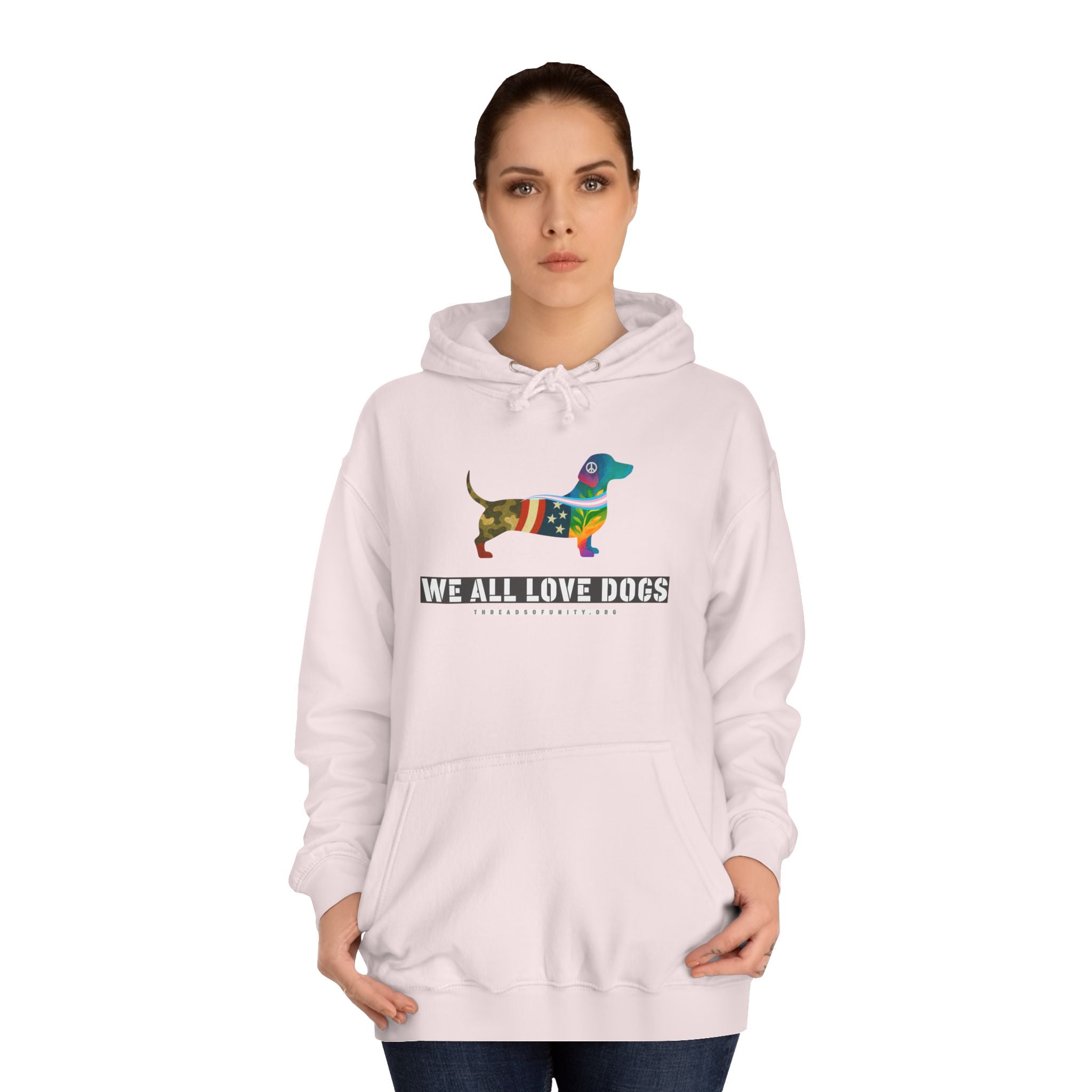 "We All Love Dogs, Hound" Threads of Unity™ Unisex College Hoodie