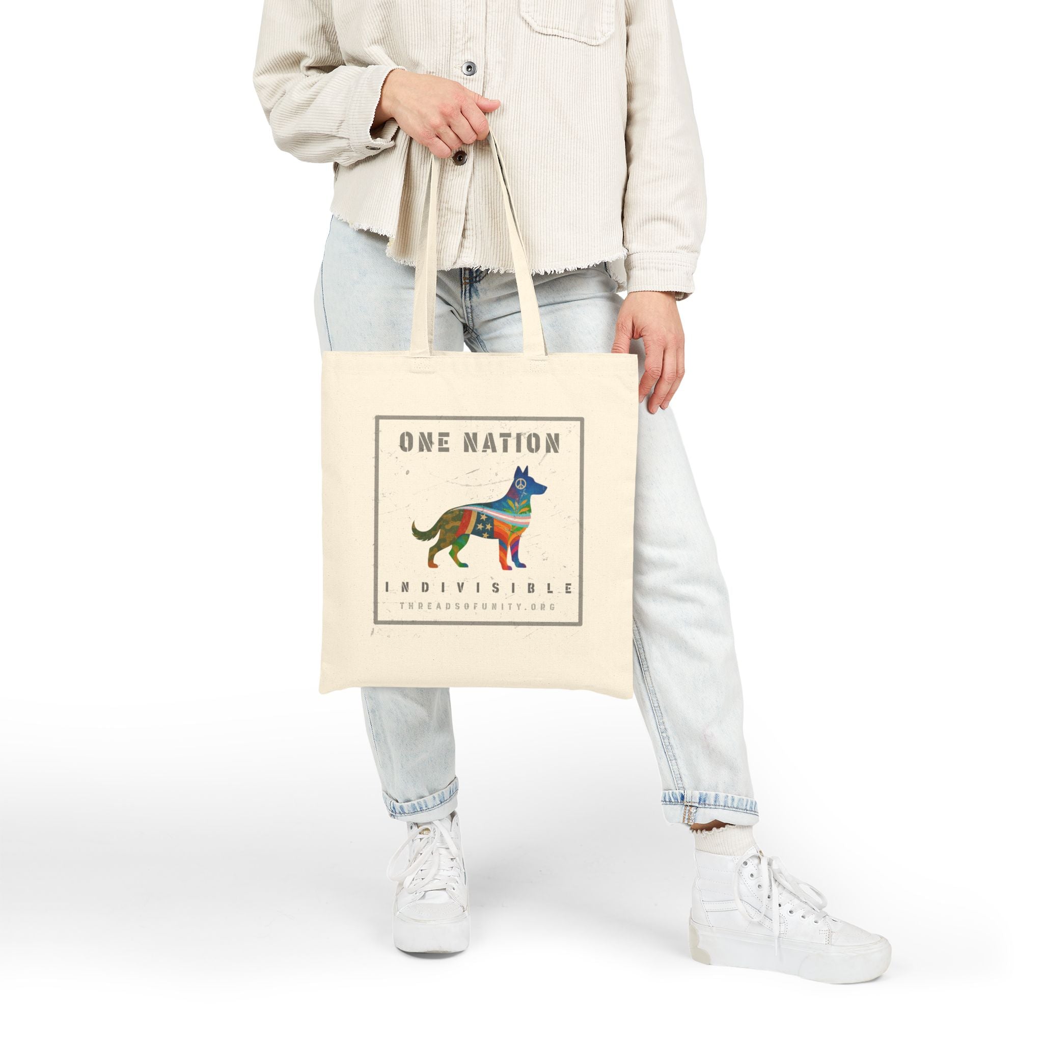 "One Nation, Indivisible Shepherd" Threads of Unity™ Tote Bag