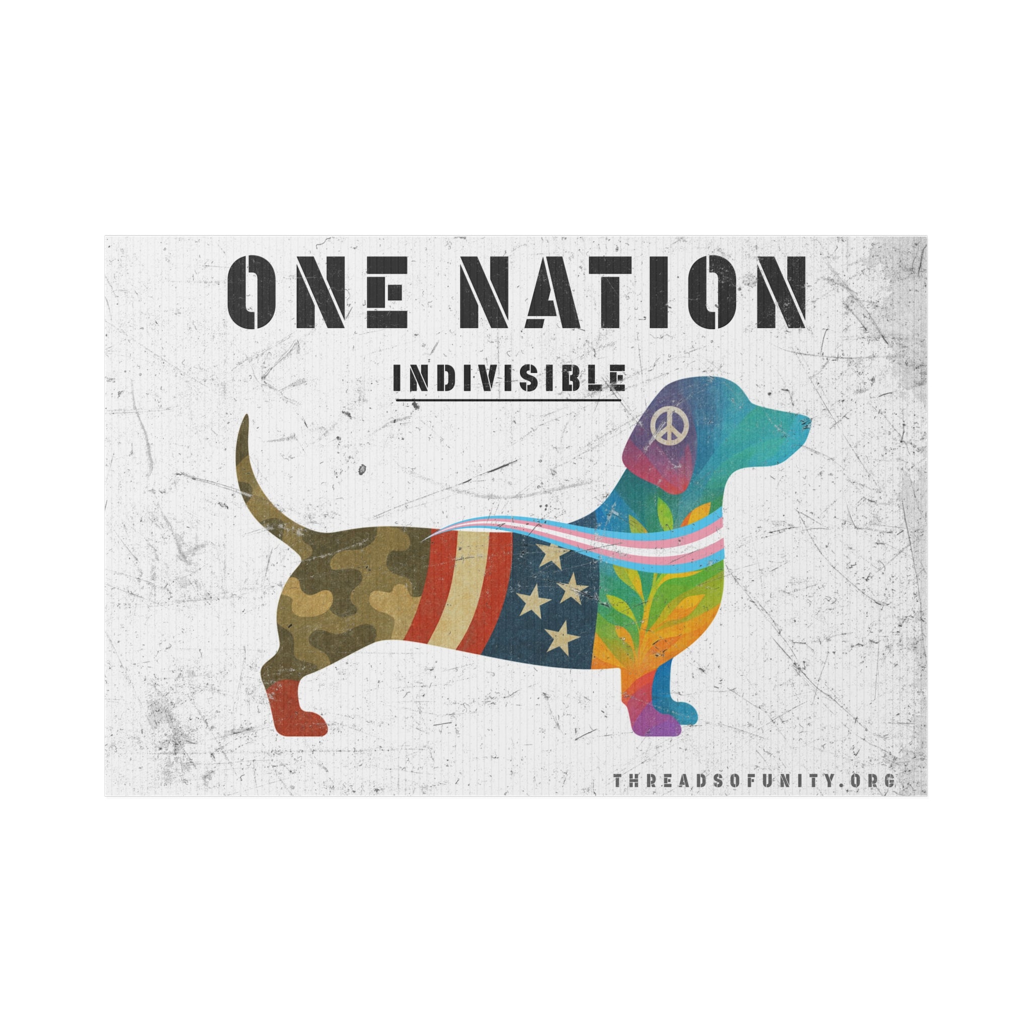"One Nation, Indivisible Hound" Threads of Unity™ Lawn Sign. Inclusive & Patriotic