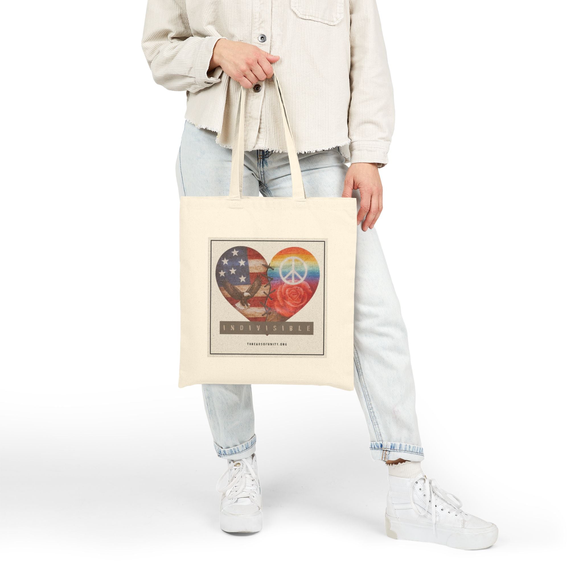 "Indivisible" Threads of Unity Cotton Canvas Tote Bag