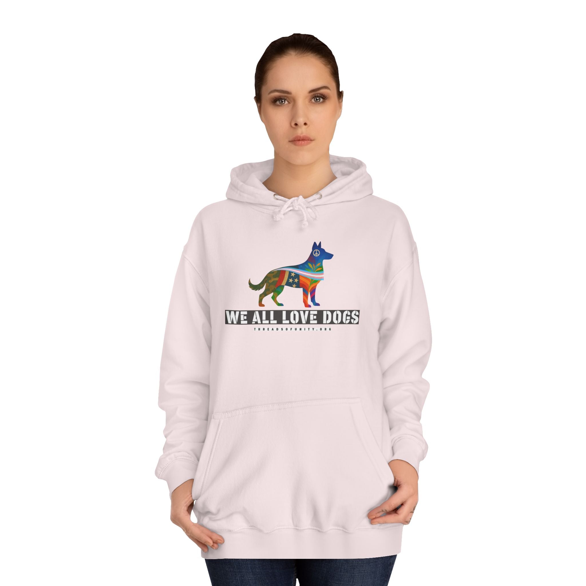 "We All Love Dogs, Shepherd" Threads of Unity™ Unisex College Hoodie