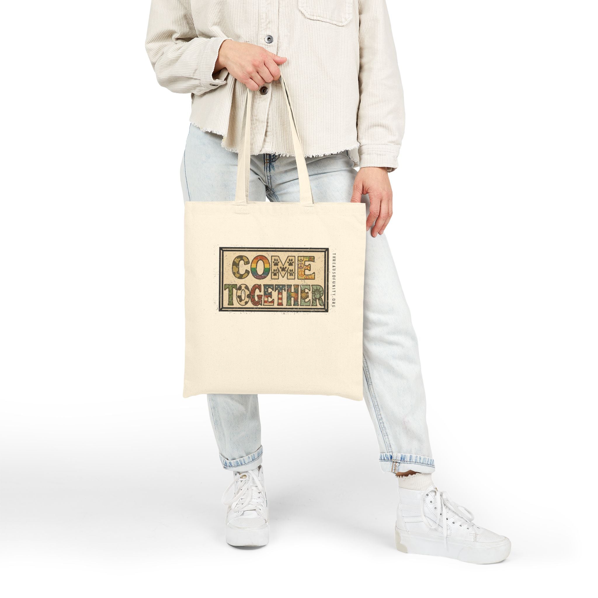 "Come Together" Threads of Unity Tote Bag
