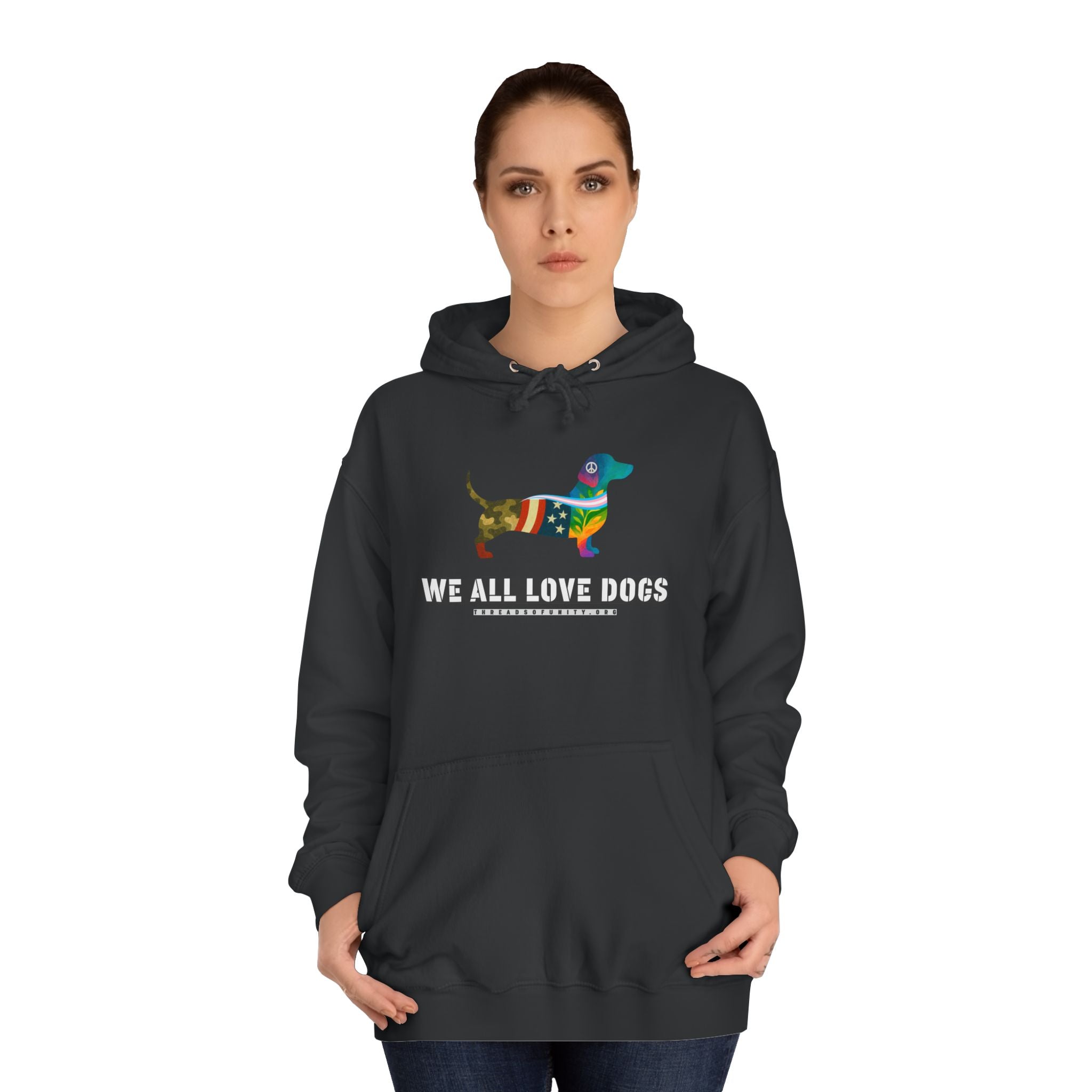 "We All Love Dogs, Hound" Threads of Unity™ Unisex College Hoodie