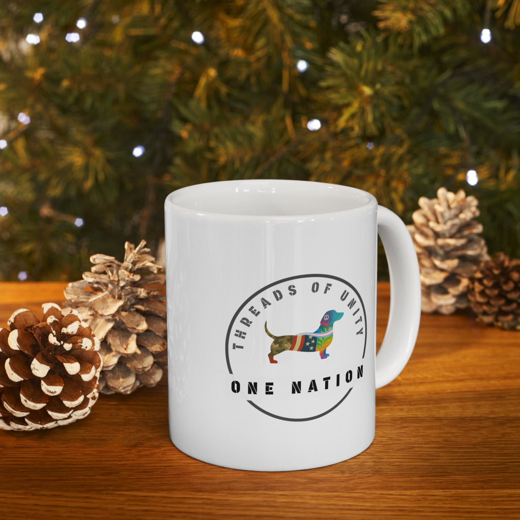 "One Nation Hound" Threads of Unity™ Ceramic Mug, (11oz, 15oz)