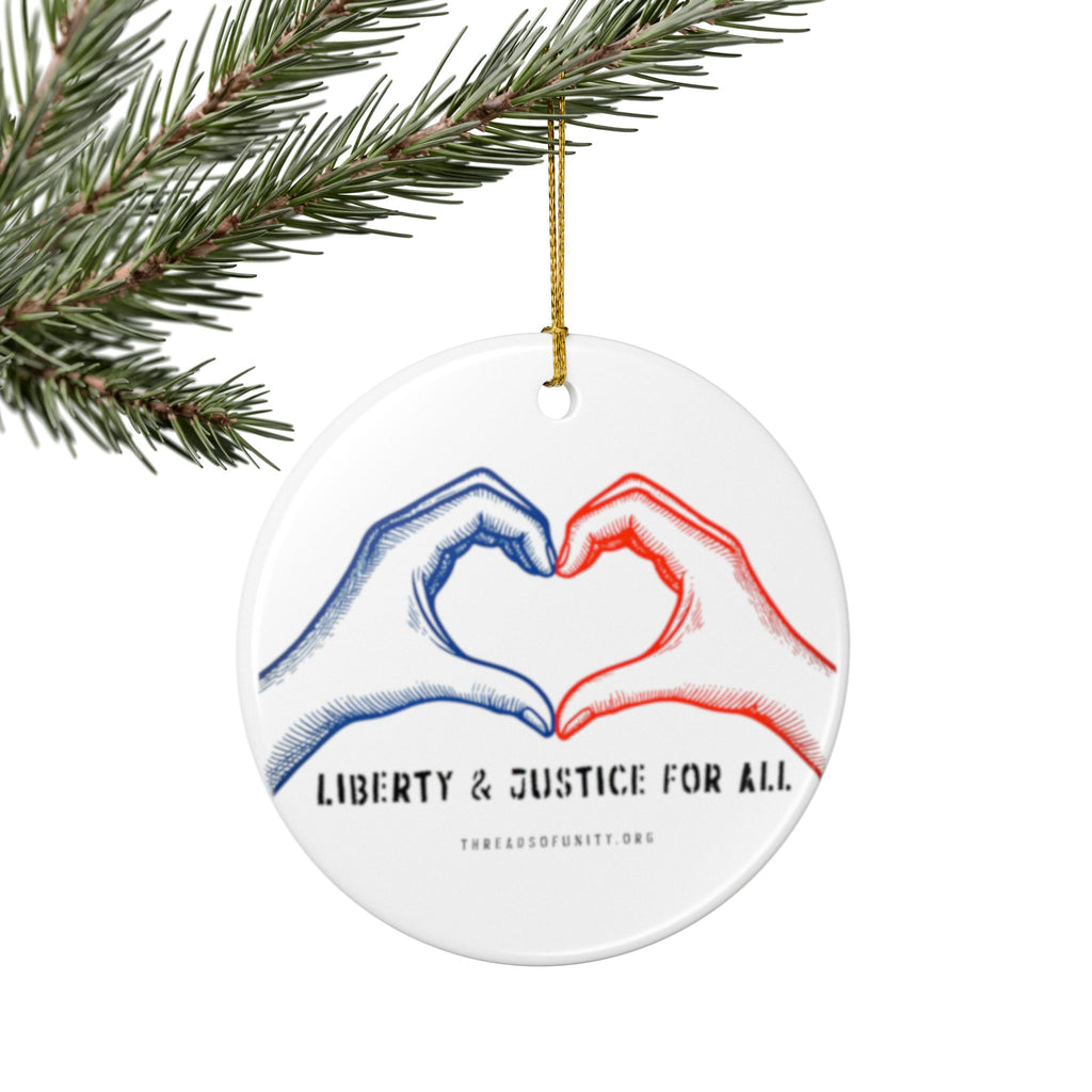 Ceramic "Liberty & Justice" Threads of Unity Double-Sided Ornament