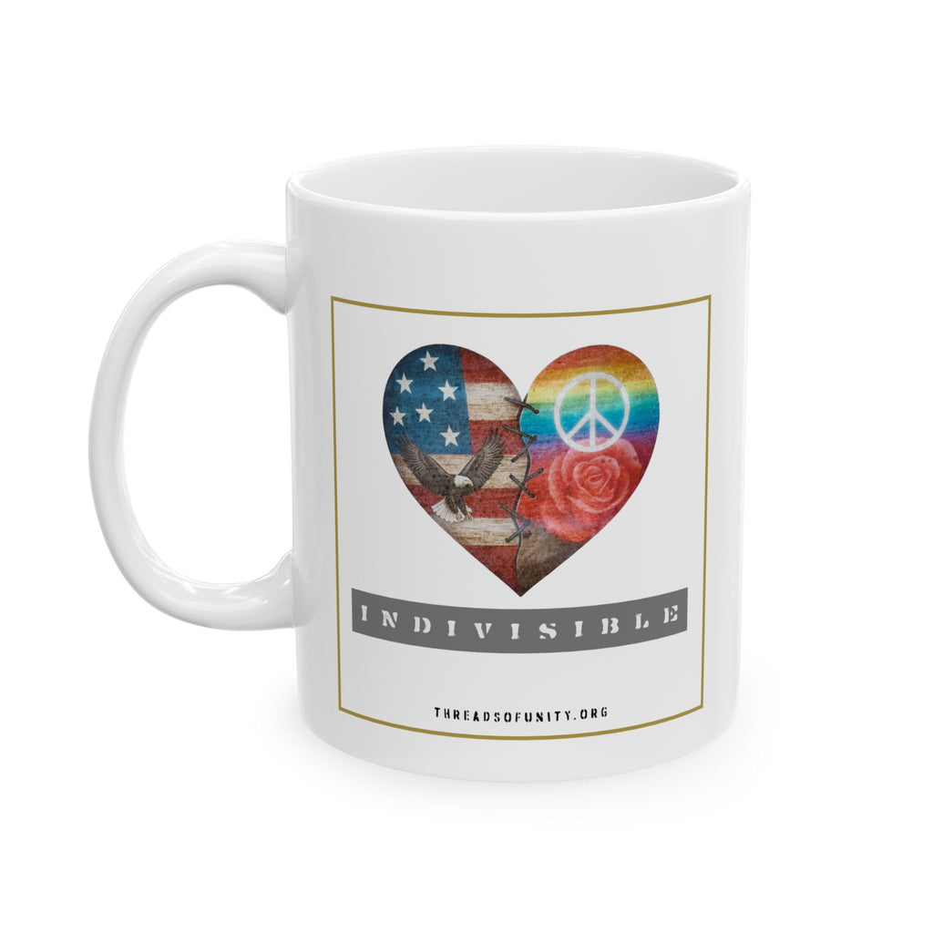 "Indivisible Heart" Threads of Unity™ Ceramic Mug, (11oz, 15oz)