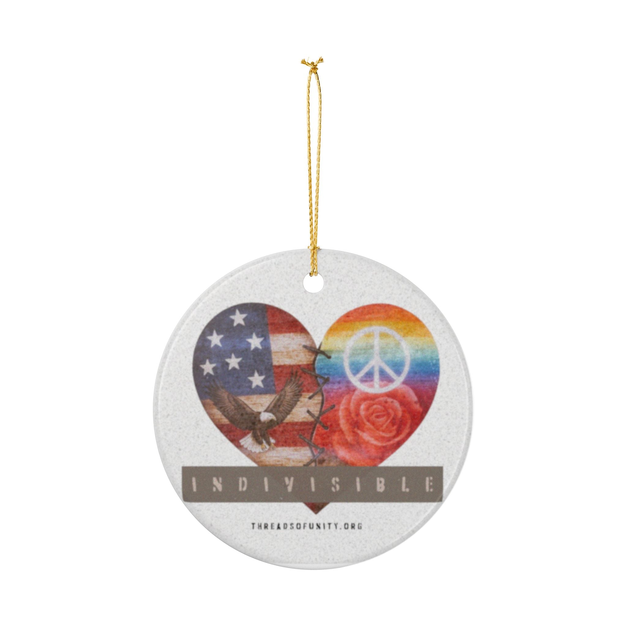 "Indivisible Heart" Threads of Unity™ Ceramic Christmas Ornament