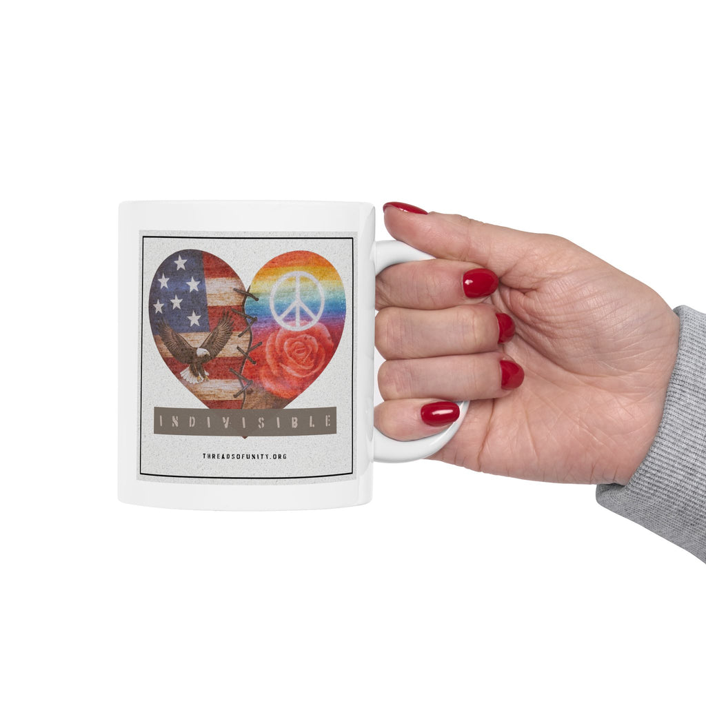 Ceramic "INDIVISIBLE" Unity Heart Mug, (11oz, 15oz)
