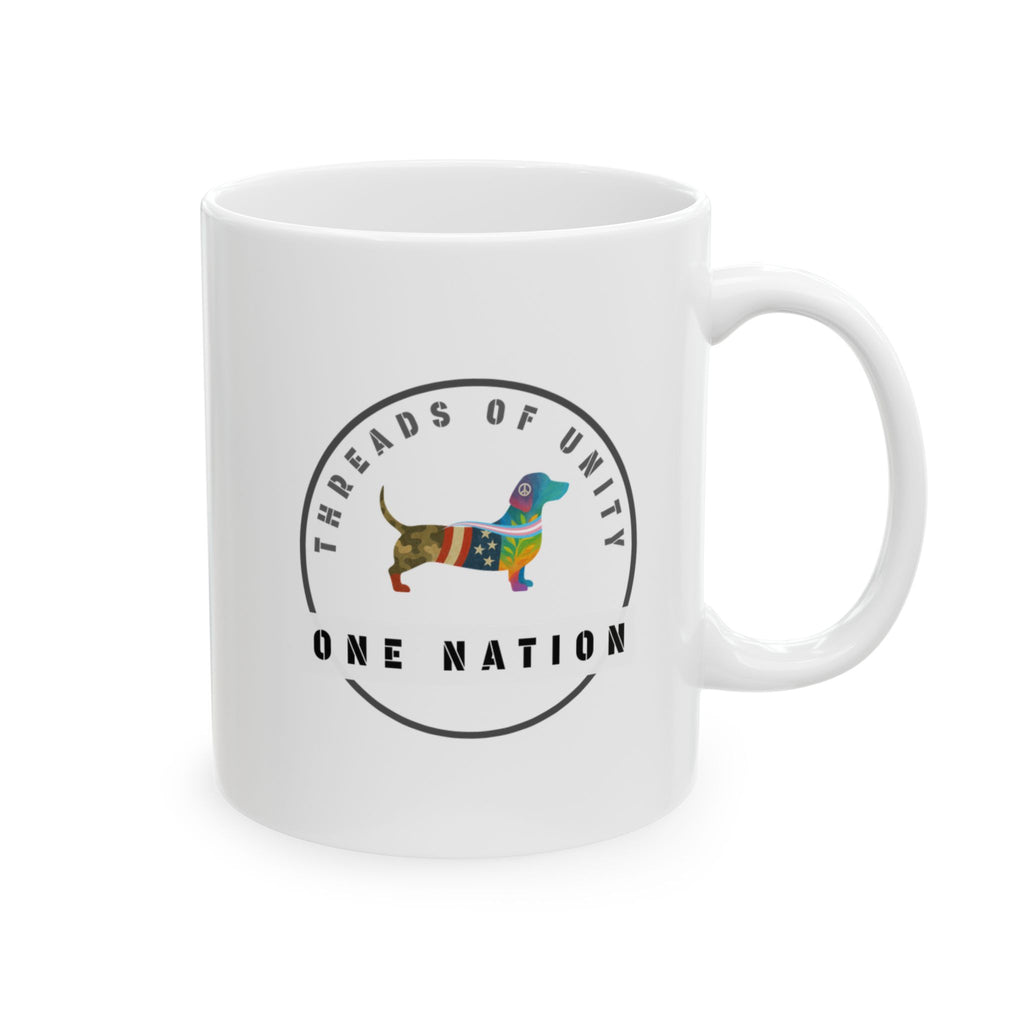 "One Nation Hound" Threads of Unity™ Ceramic Mug, (11oz, 15oz)
