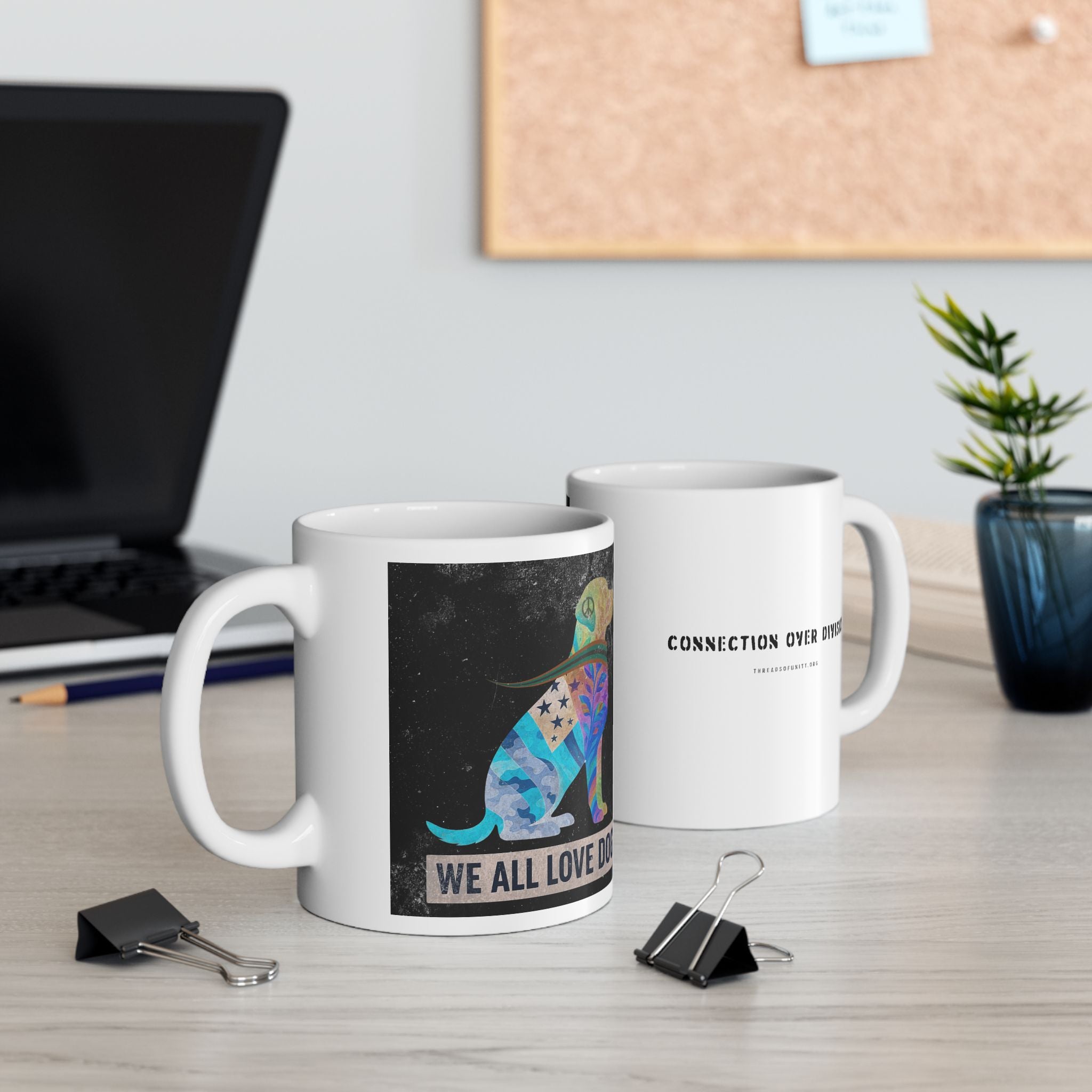 Ceramic "We All Love Dogs" Color Inversion Unity Mug (11oz, 15oz)