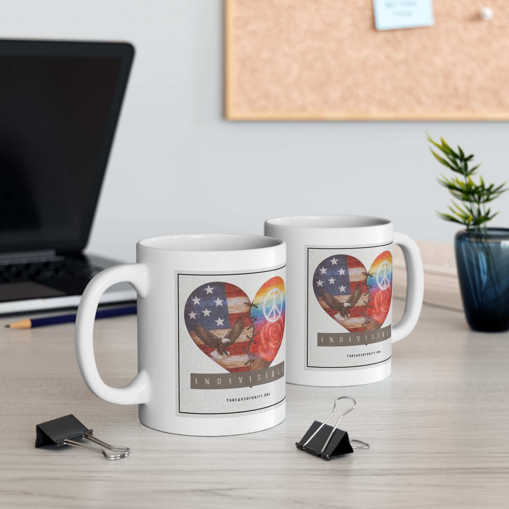 Ceramic "INDIVISIBLE" Unity Heart Mug, (11oz, 15oz)