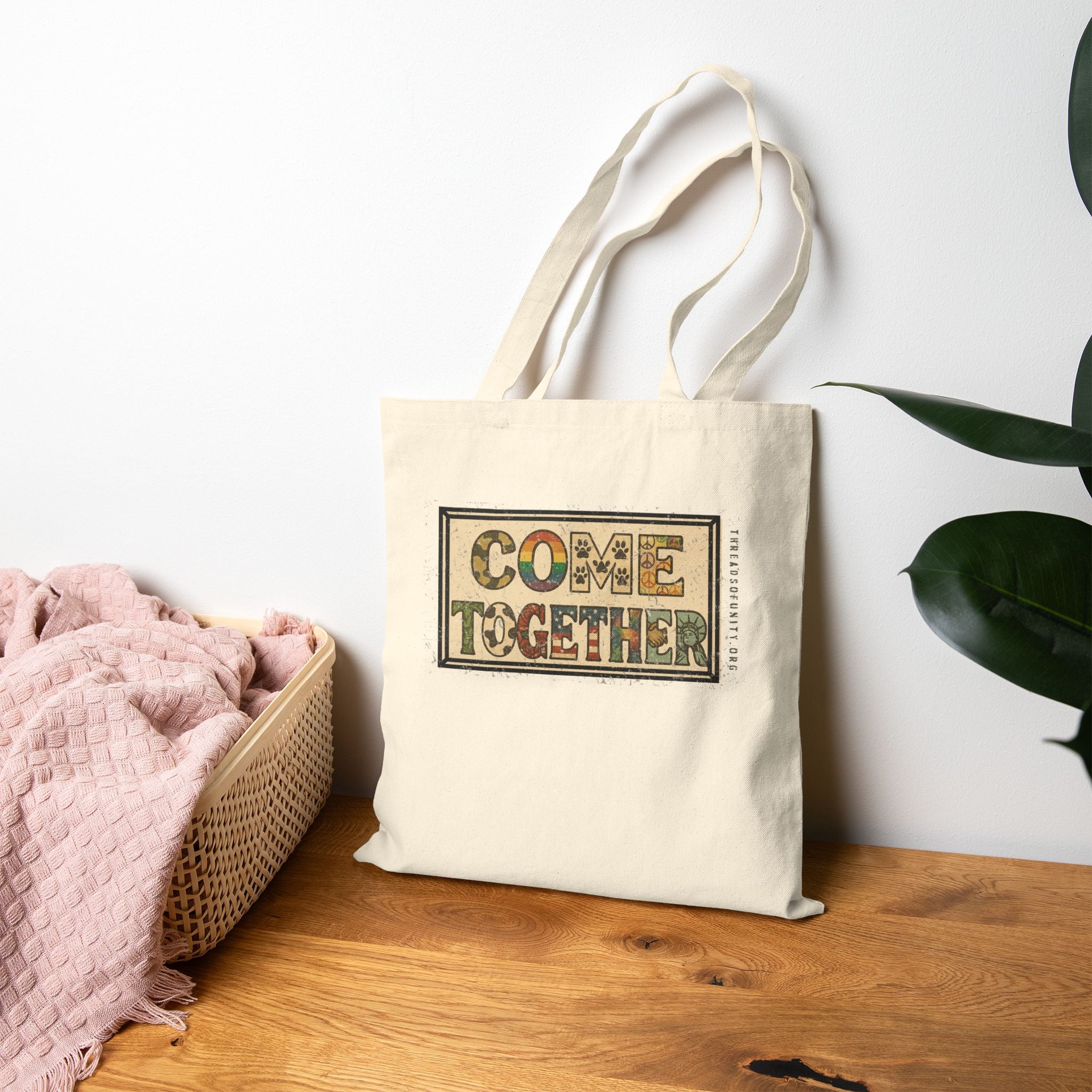 "Come Together" Threads of Unity Tote Bag