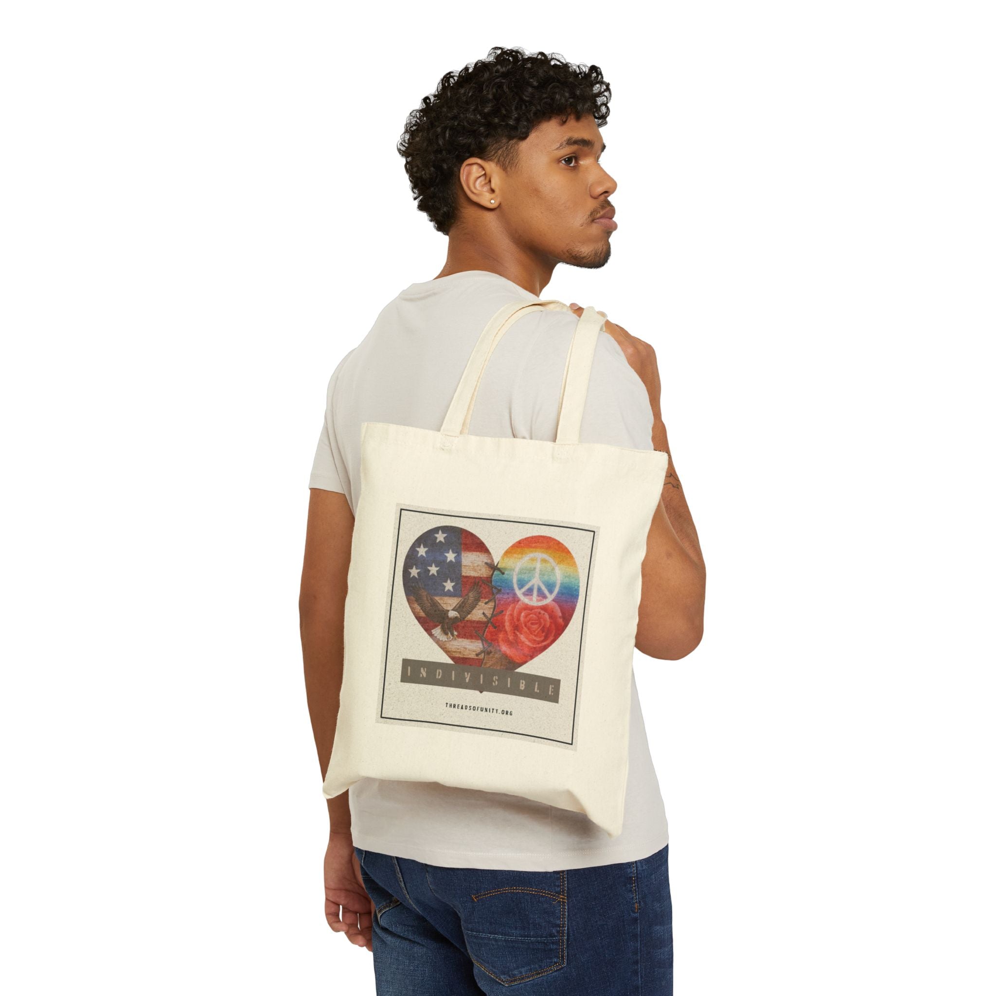 "Indivisible" Threads of Unity Cotton Canvas Tote Bag