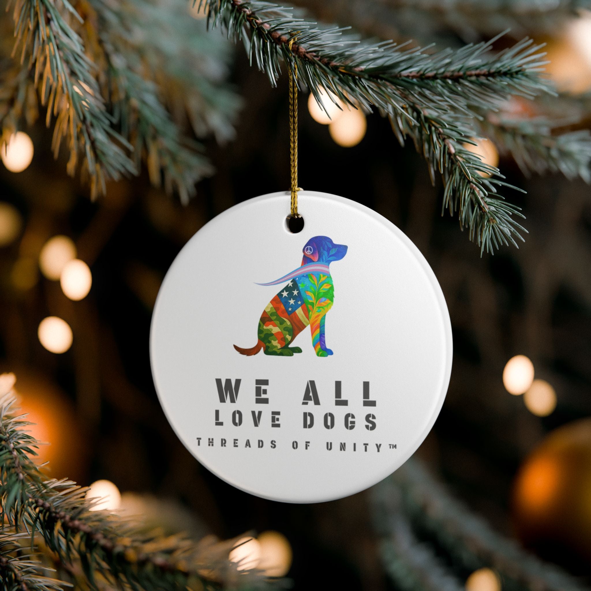 "We All Love Dogs, Retriever" Threads of Unity™ Ceramic Ornament