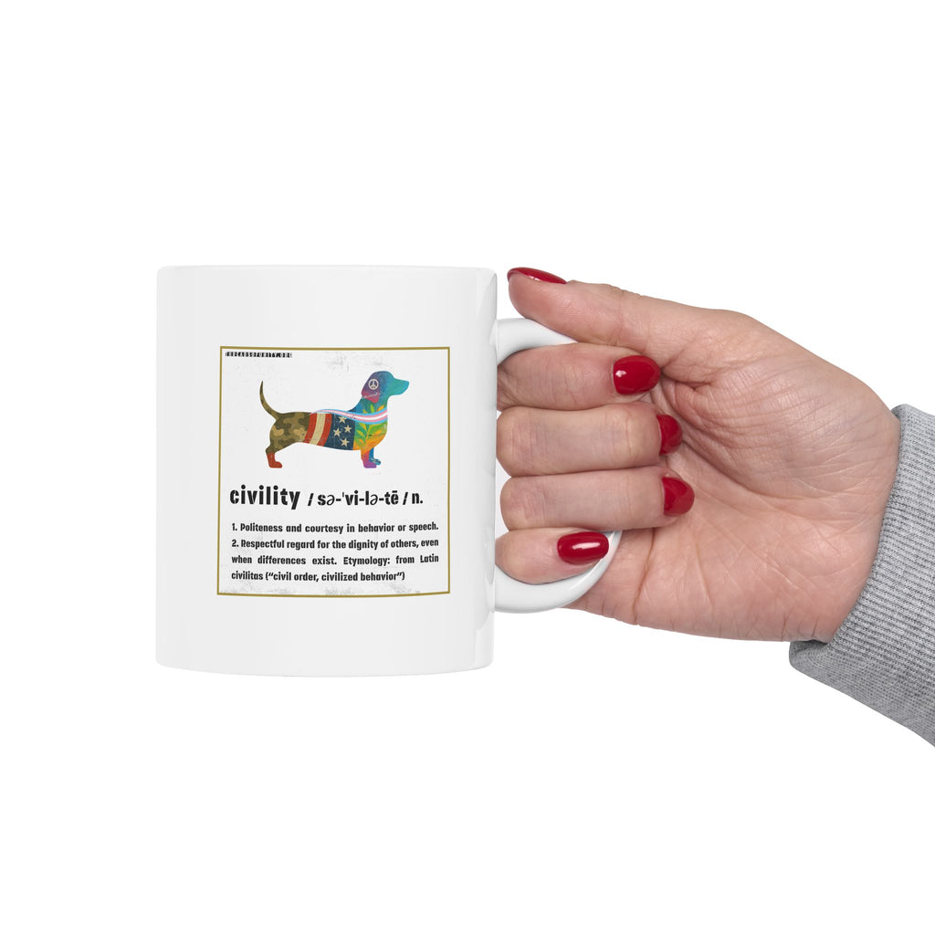 "Civility Dog" Threads of Unity™ Ceramic Mug, (11oz, 15oz)