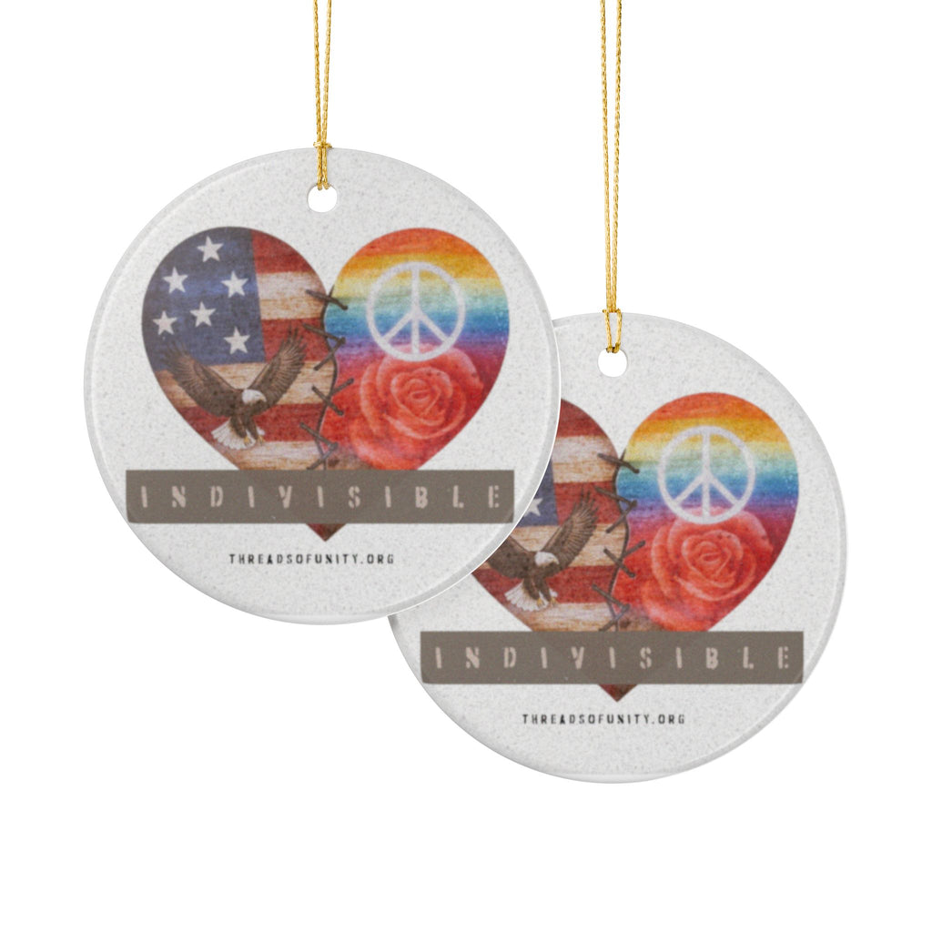 "Indivisible Heart" Threads of Unity™ Ceramic Christmas Ornament