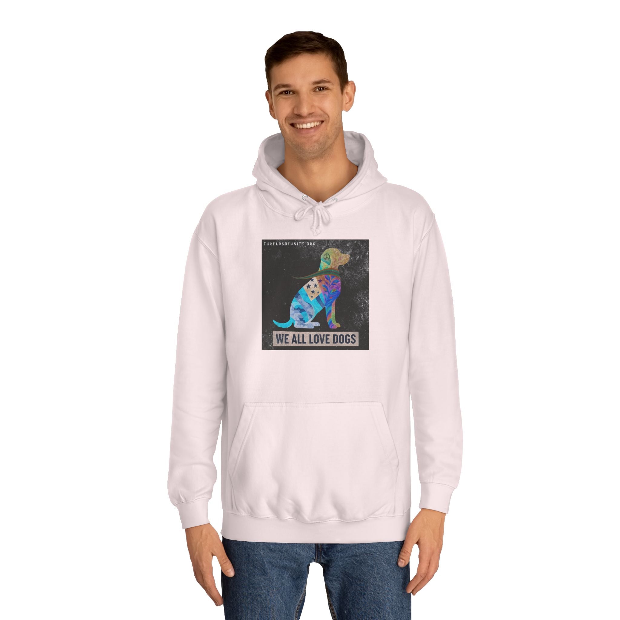 "We All Love Dogs" Threads of Unity™ Color Inversion Unisex College Hoodie