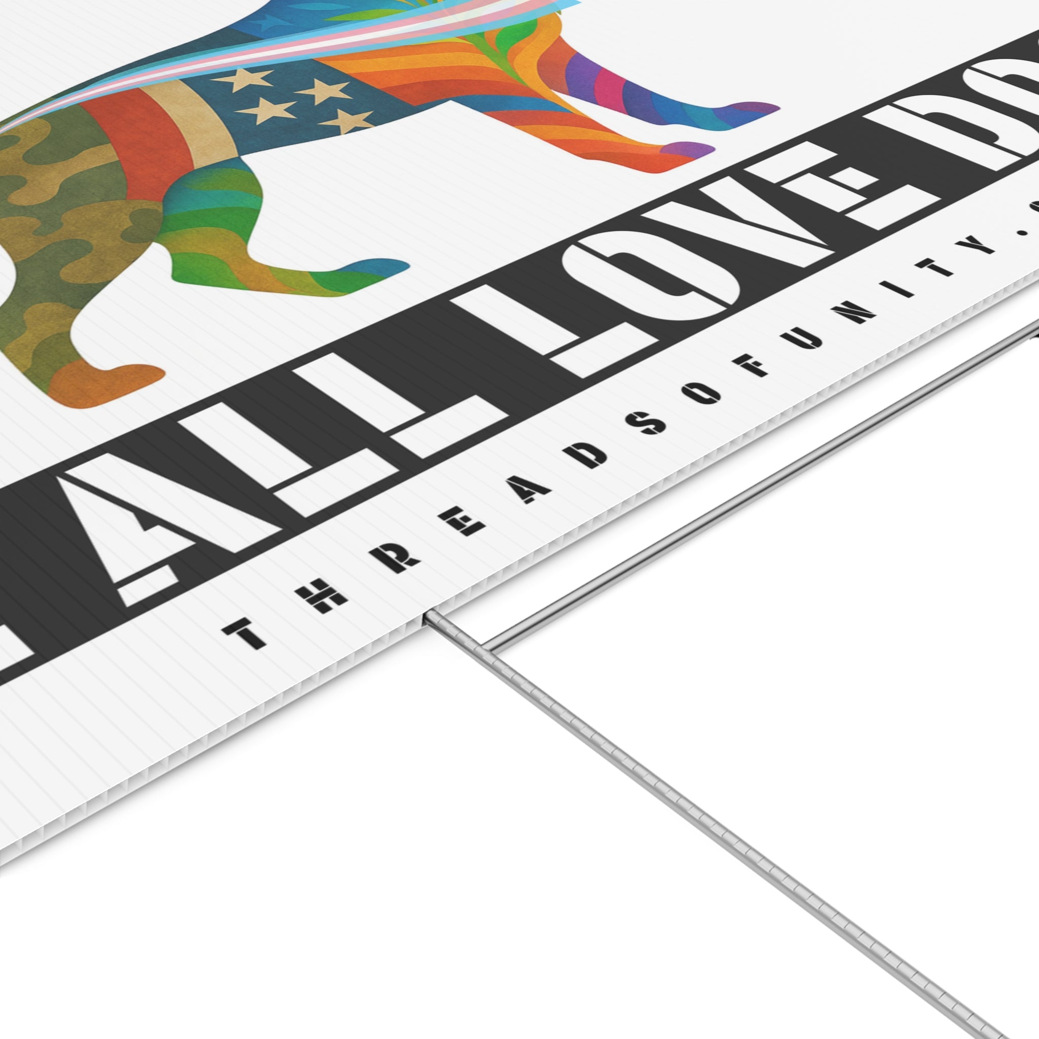 "We All Love Dogs, Shepherd" Threads of Unity™ Lawn Sign. Inclusive & Welcoming