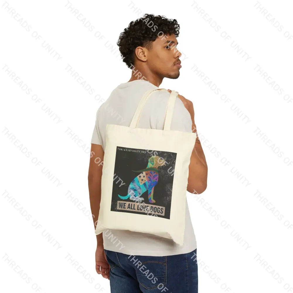 Color Inversion ’We All Love Dogs’ Cotton Canvas Unity Tote Bag Natural / 15’’ x 16’’ Bags