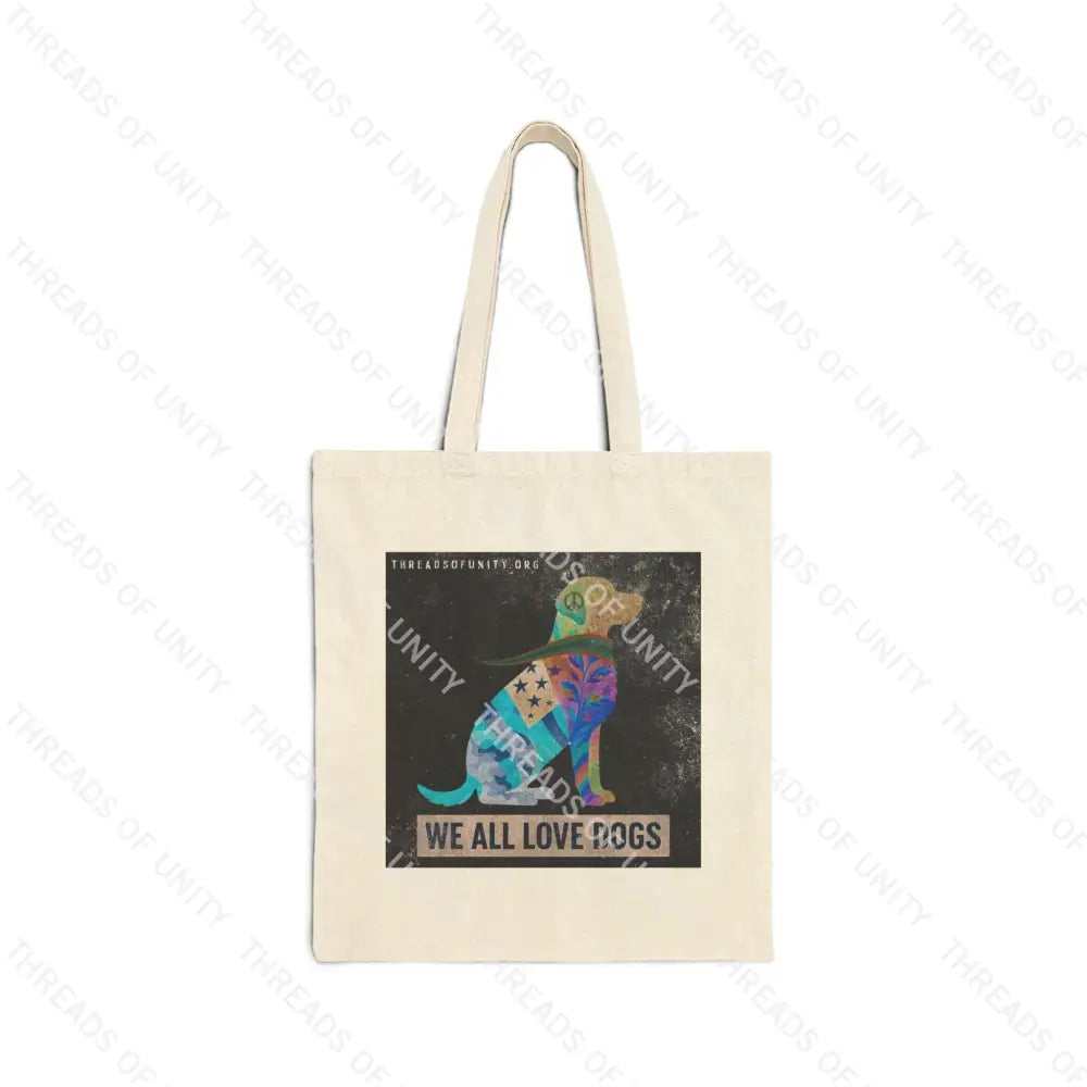 Color Inversion ’We All Love Dogs’ Cotton Canvas Unity Tote Bag Natural / 15’’ x 16’’ Bags
