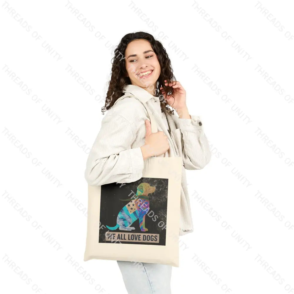 Color Inversion ’We All Love Dogs’ Cotton Canvas Unity Tote Bag Natural / 15’’ x 16’’ Bags