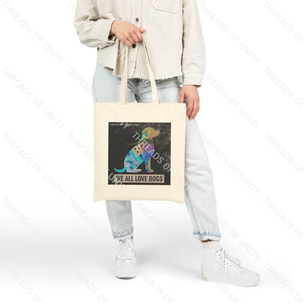 Color Inversion ’We All Love Dogs’ Cotton Canvas Unity Tote Bag Natural / 15’’ x 16’’ Bags