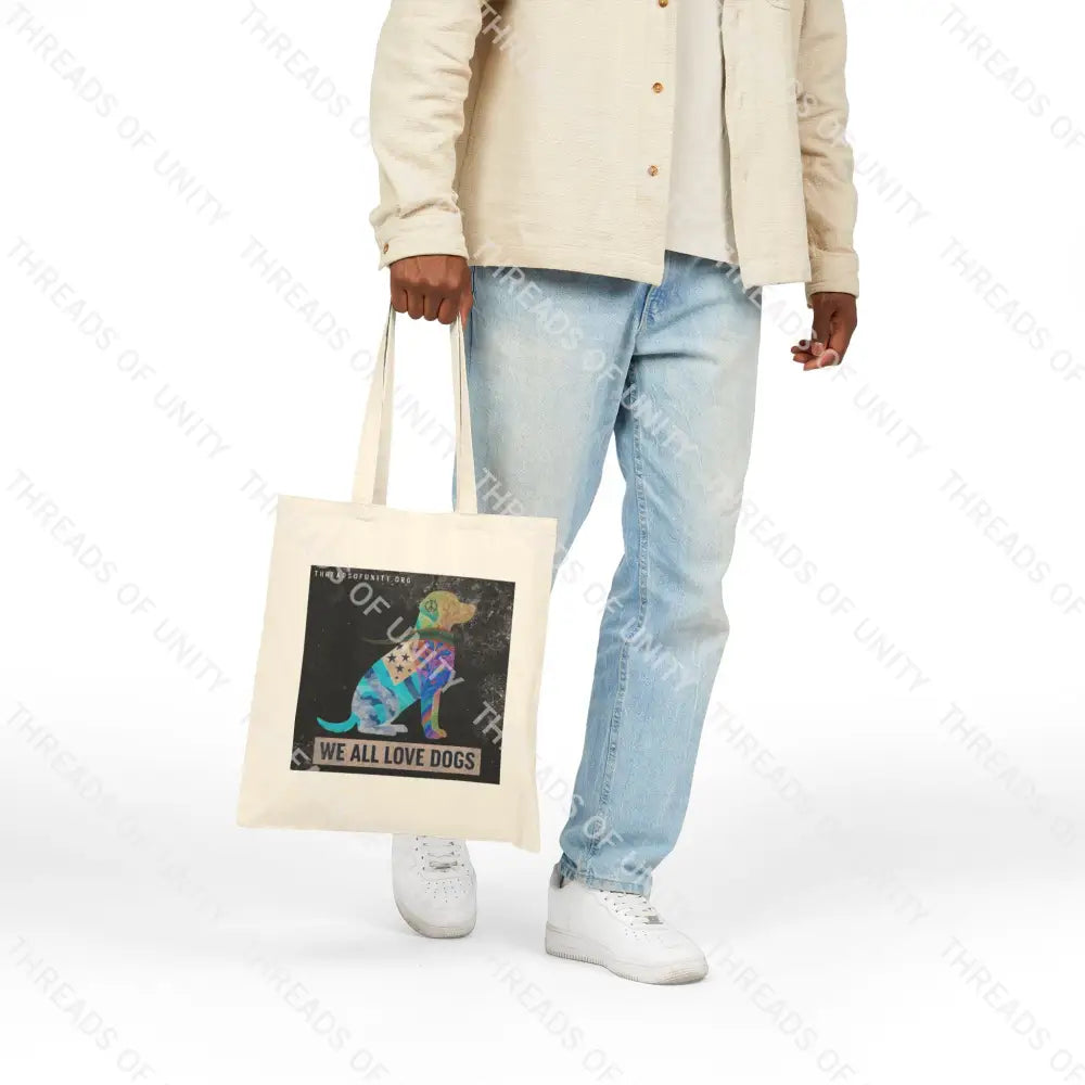 Color Inversion ’We All Love Dogs’ Cotton Canvas Unity Tote Bag Natural / 15’’ x 16’’ Bags